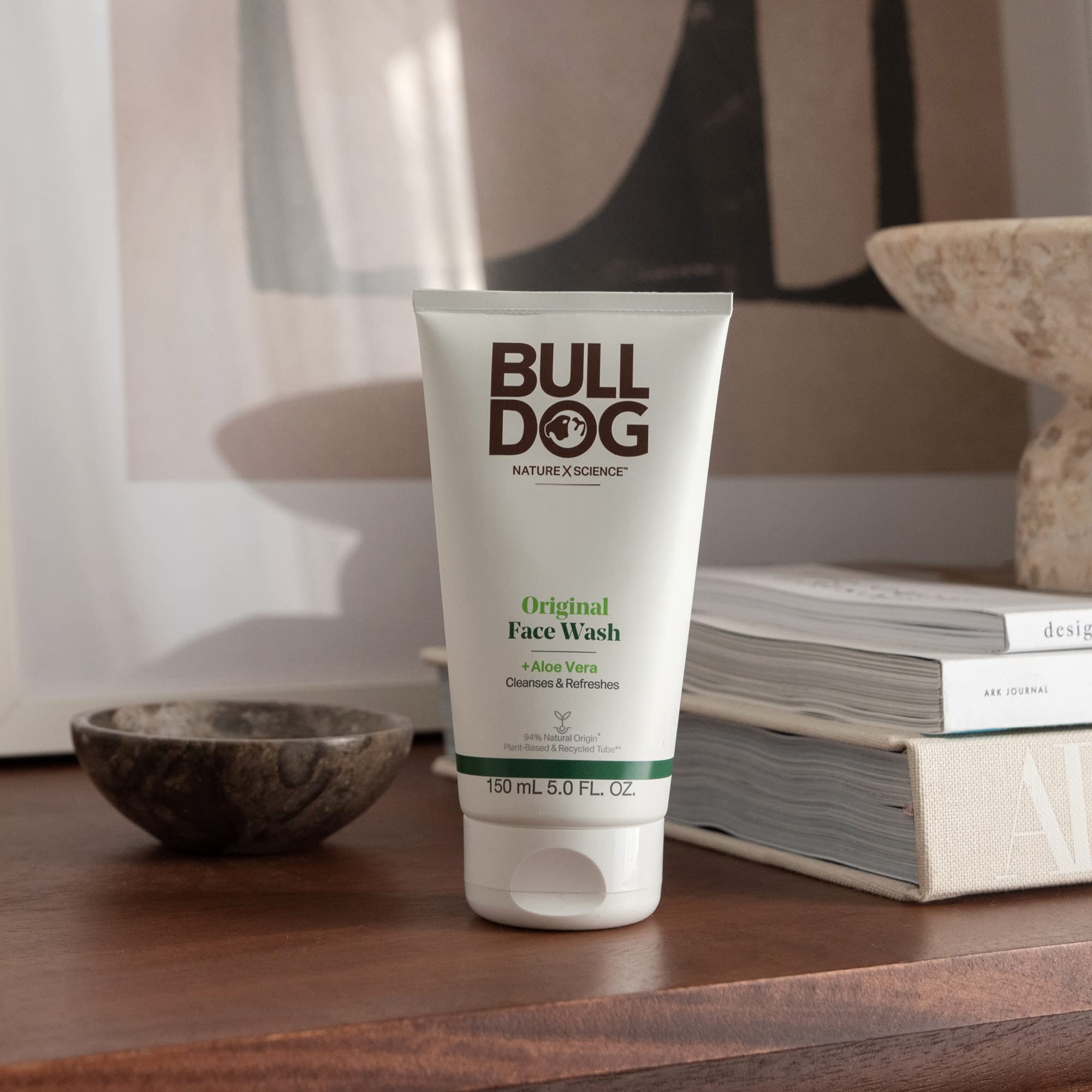 Bulldog Original Face Wash packaging on display