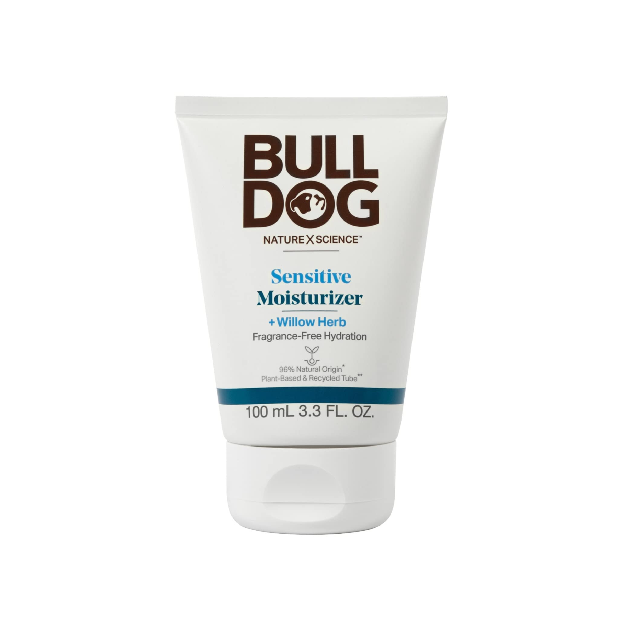 Bulldog hidratante facial sensible: botella que sugiere hidratación suave para piel sensible.