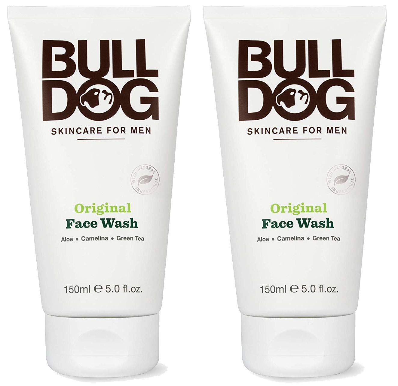 Bulldog limpiador facial original, frente con paquete de 2, limpieza suave para piel masculina