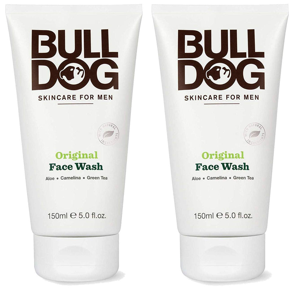 Bulldog limpiador facial original, frente con paquete de 2, limpieza suave para piel masculina