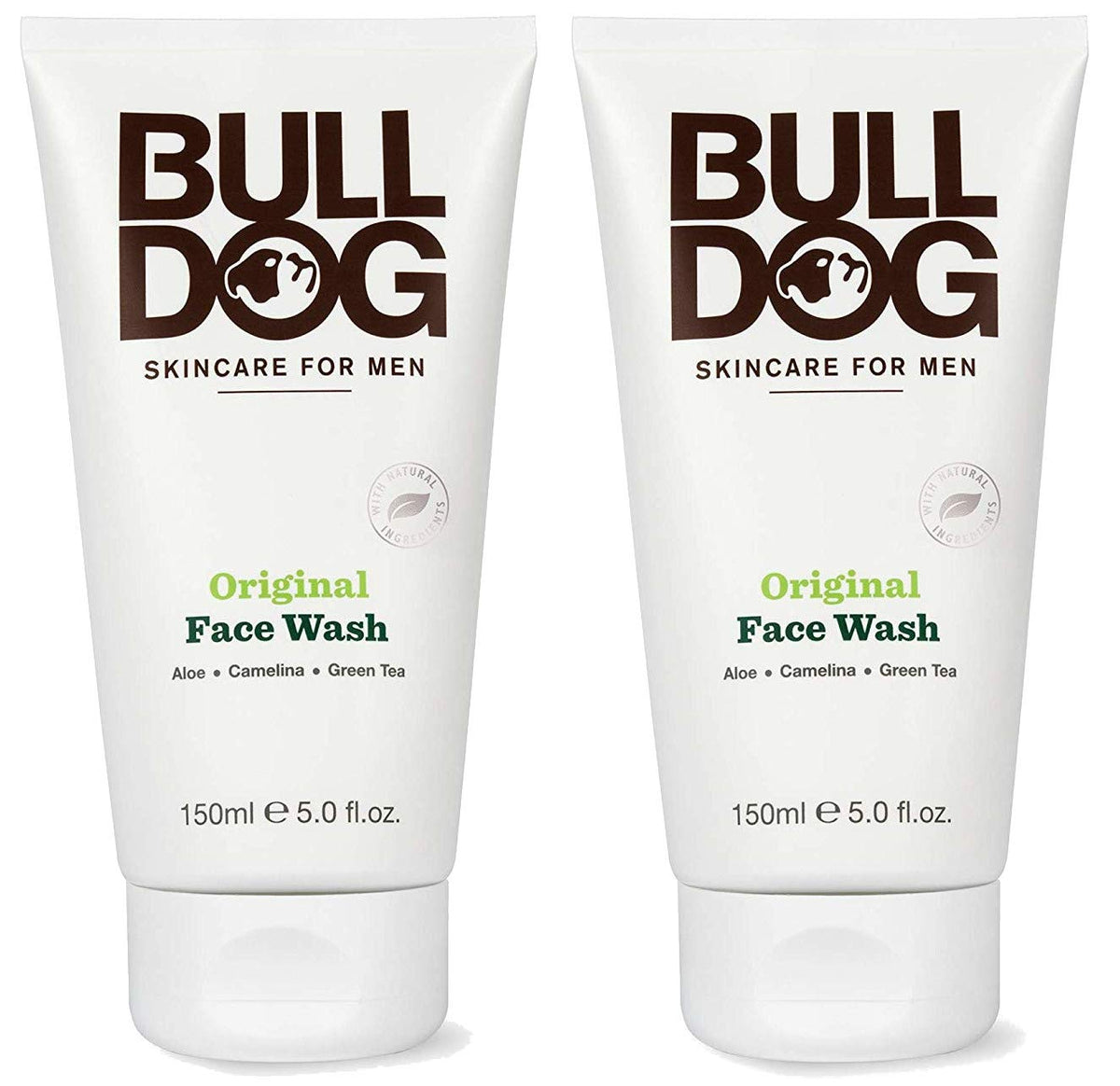 Bulldog limpiador facial original, frente con paquete de 2, limpieza suave para piel masculina