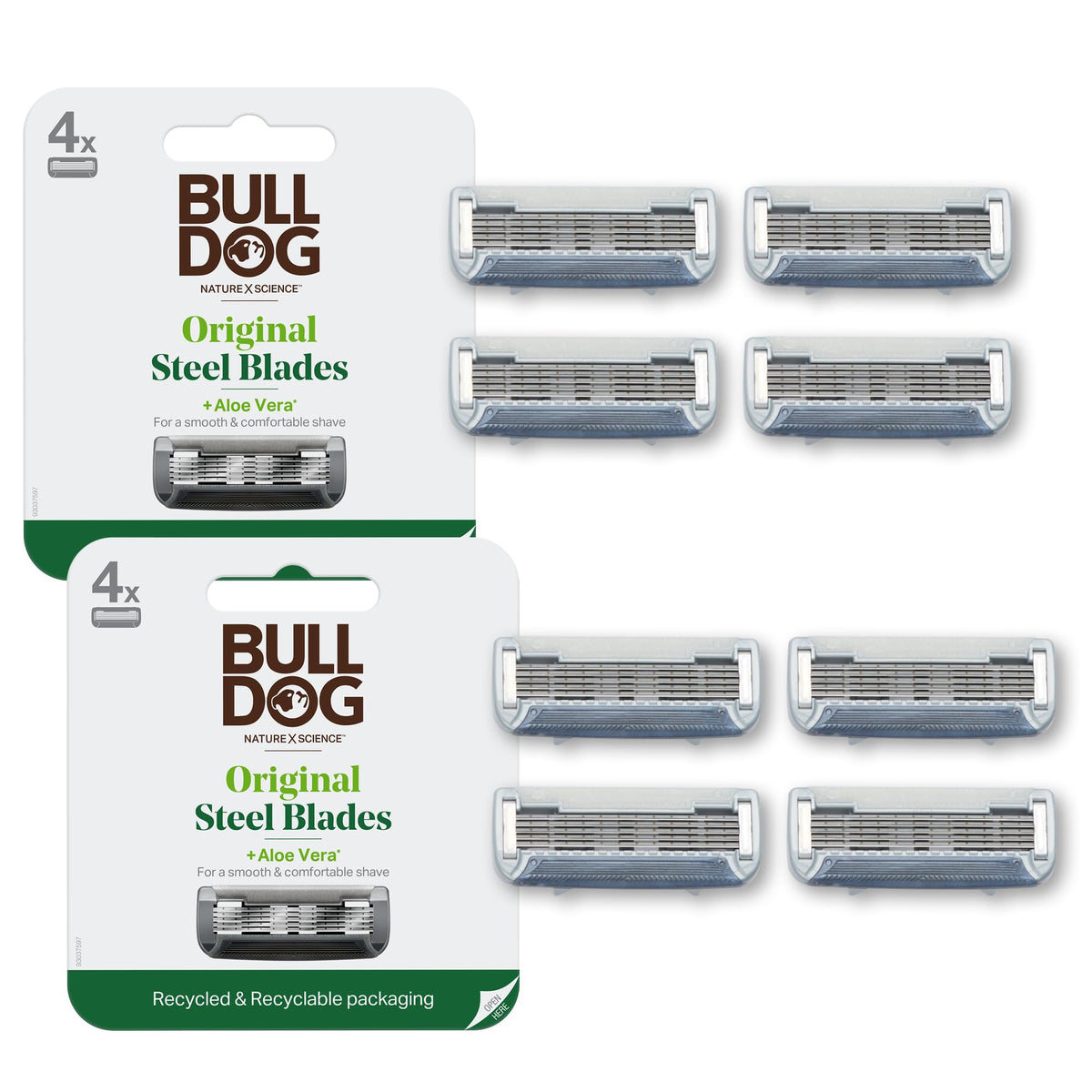 Bulldog Original Bamboo razor blade refill 8 count for a smooth close shave