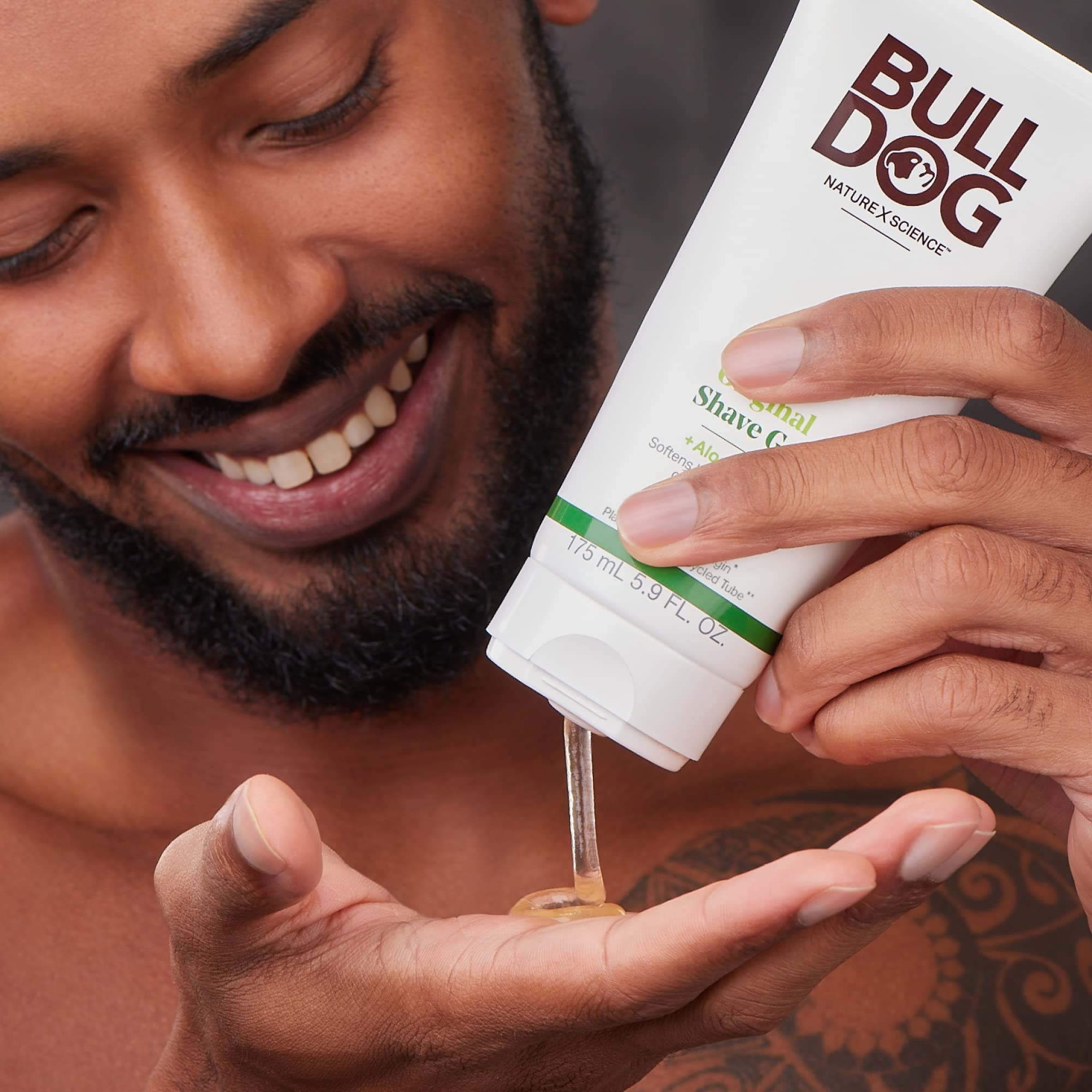 Bulldog Original Shave Gel on-face application for precise shaving control
