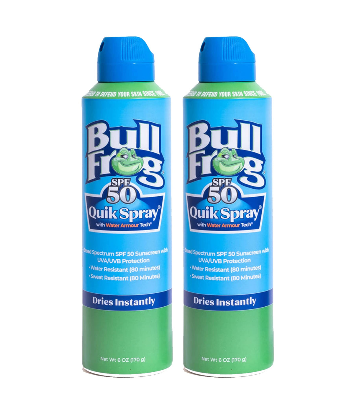 Bullfrog Quik Spray Sunscreen SPF 50 front bottle for everyday sun protection