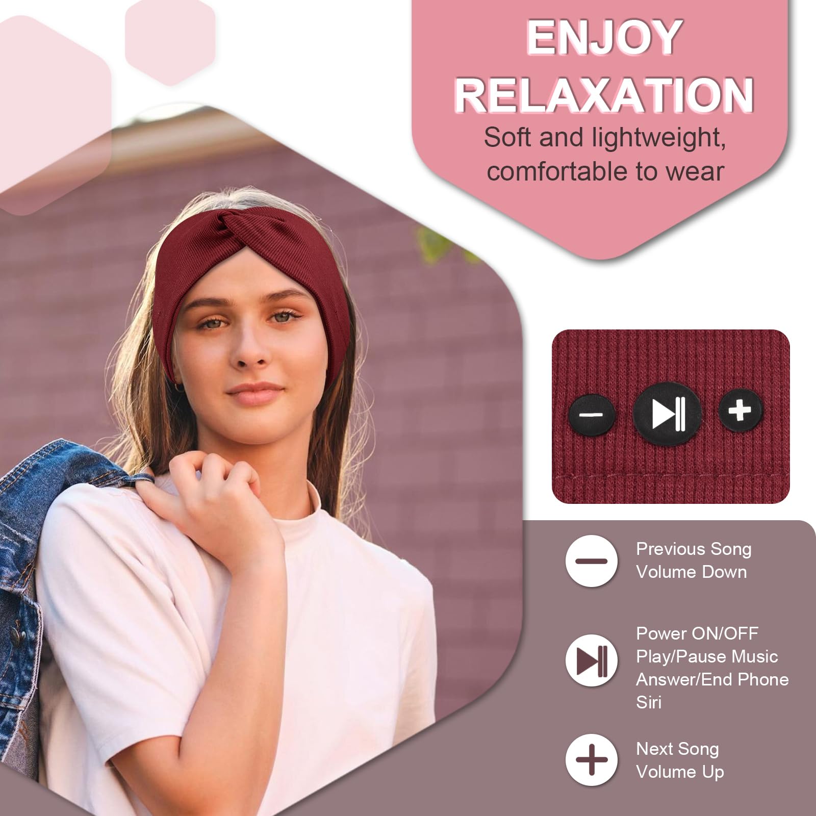 BULYPAZY headbands with long battery life supporting 12+ hours of playback.