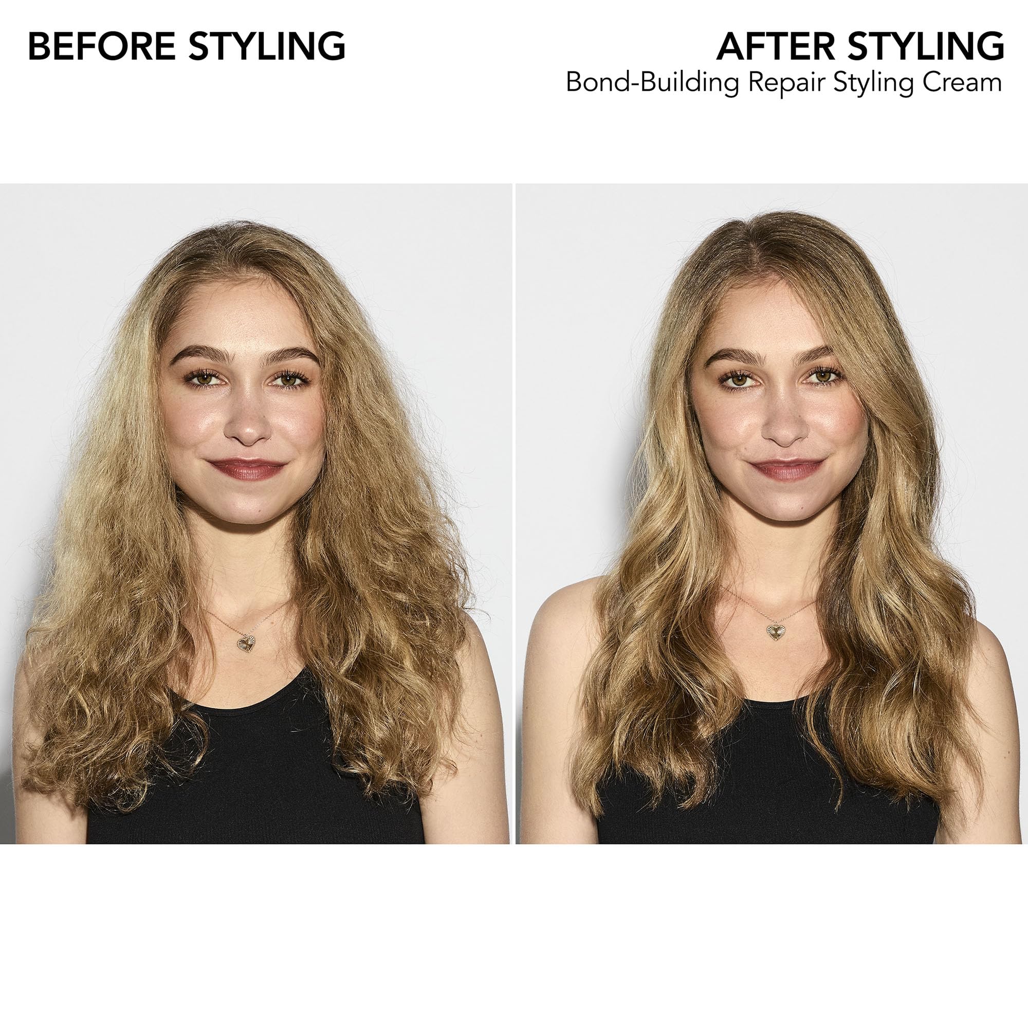 Bumble and bumble bond-building styling cream pump close-up for even application.
