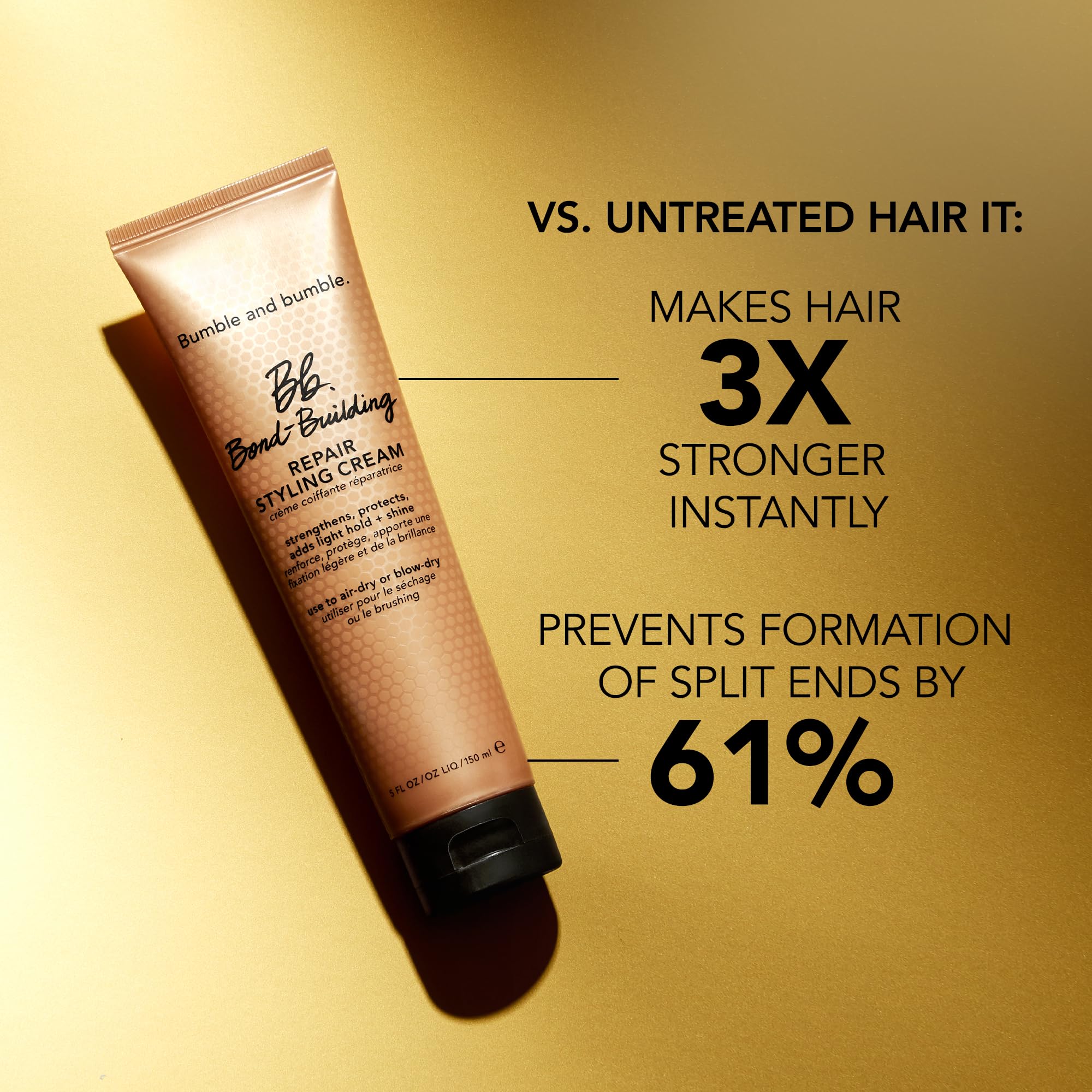Bumble and bumble bond-building cream heat protection icon highlights heat defense.