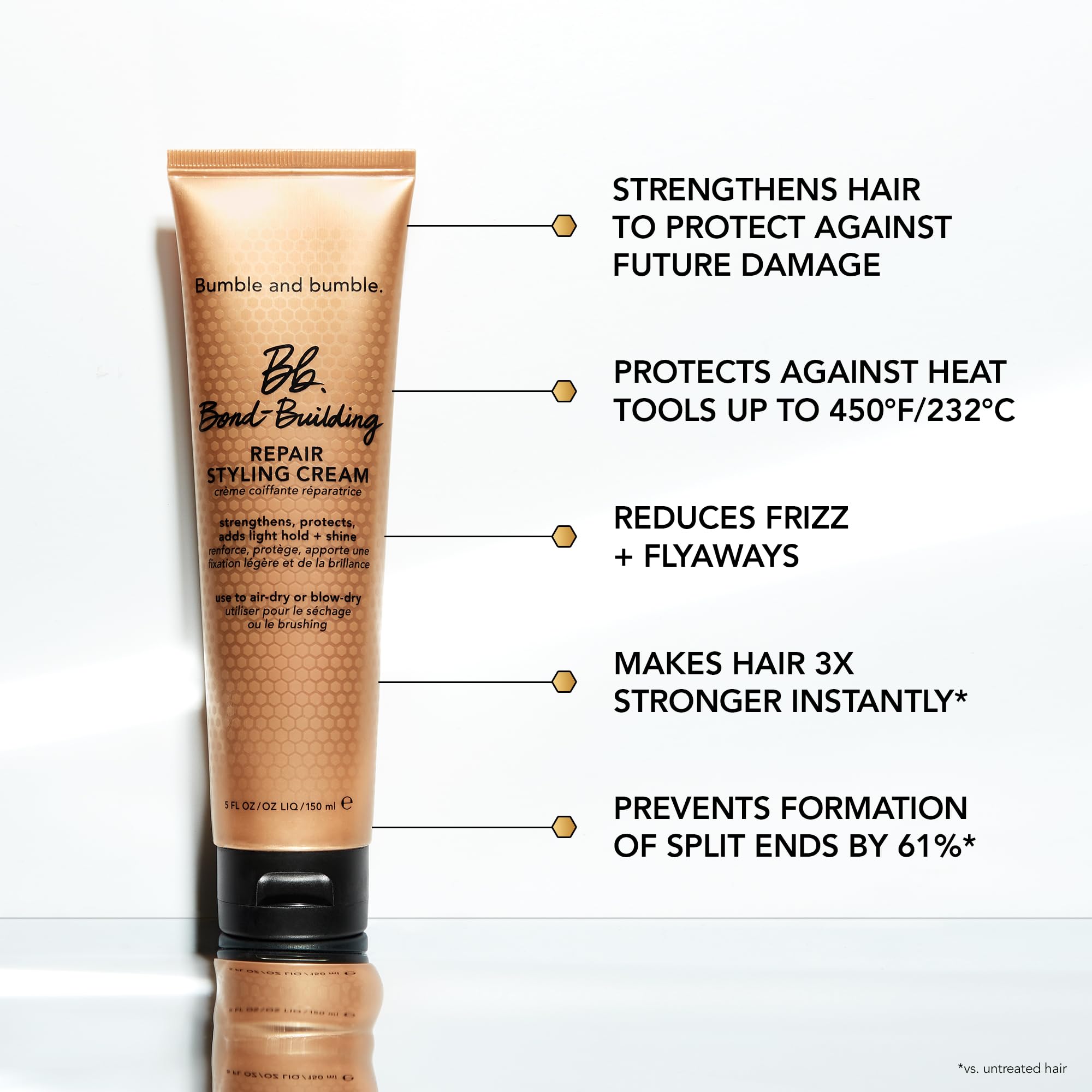 Bumble and bumble color-safe label for color-treated hair care.