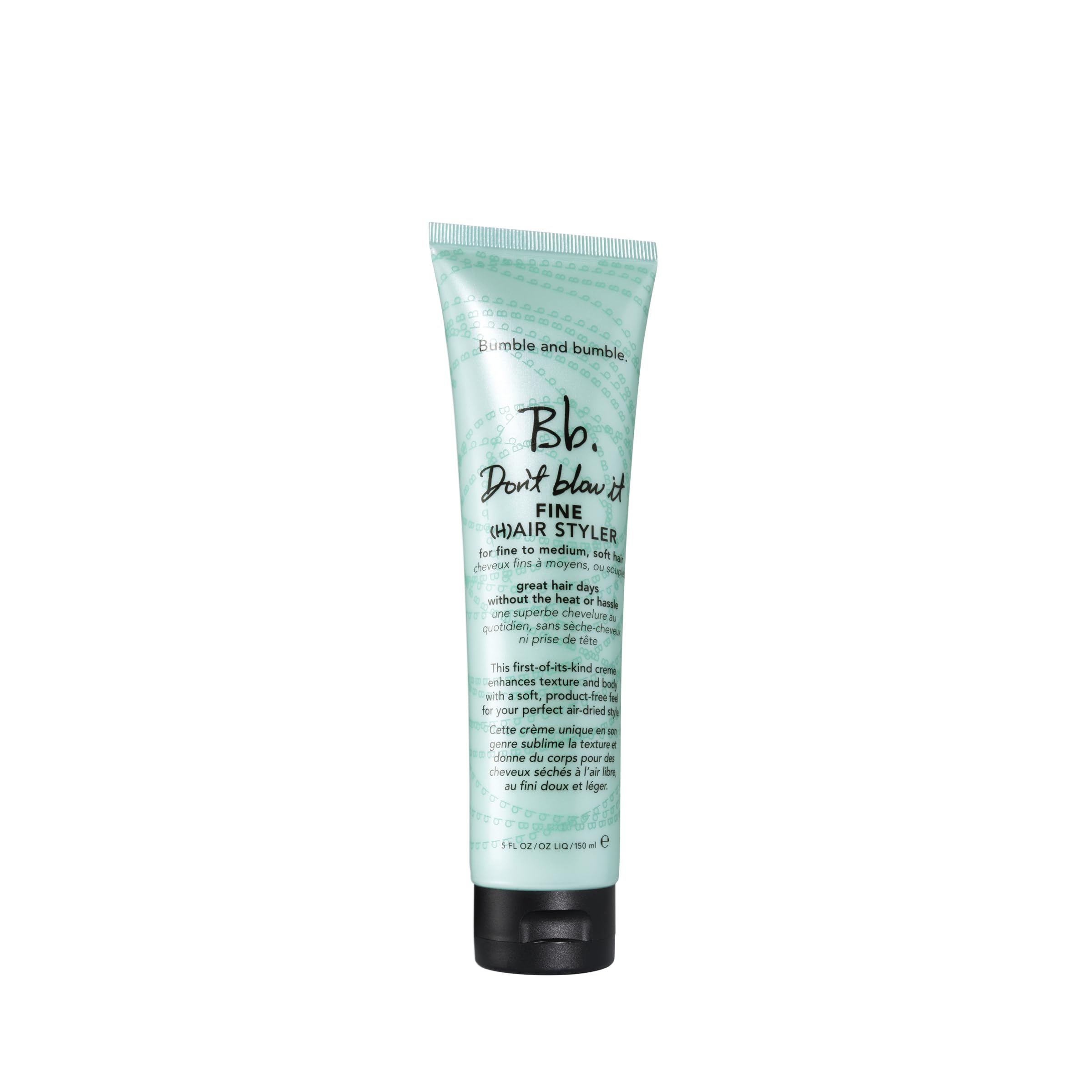 Bumble and bumble Don't Blow It Fine Air-Dry Cream jar close-up showing lightweight texture for fine hair.