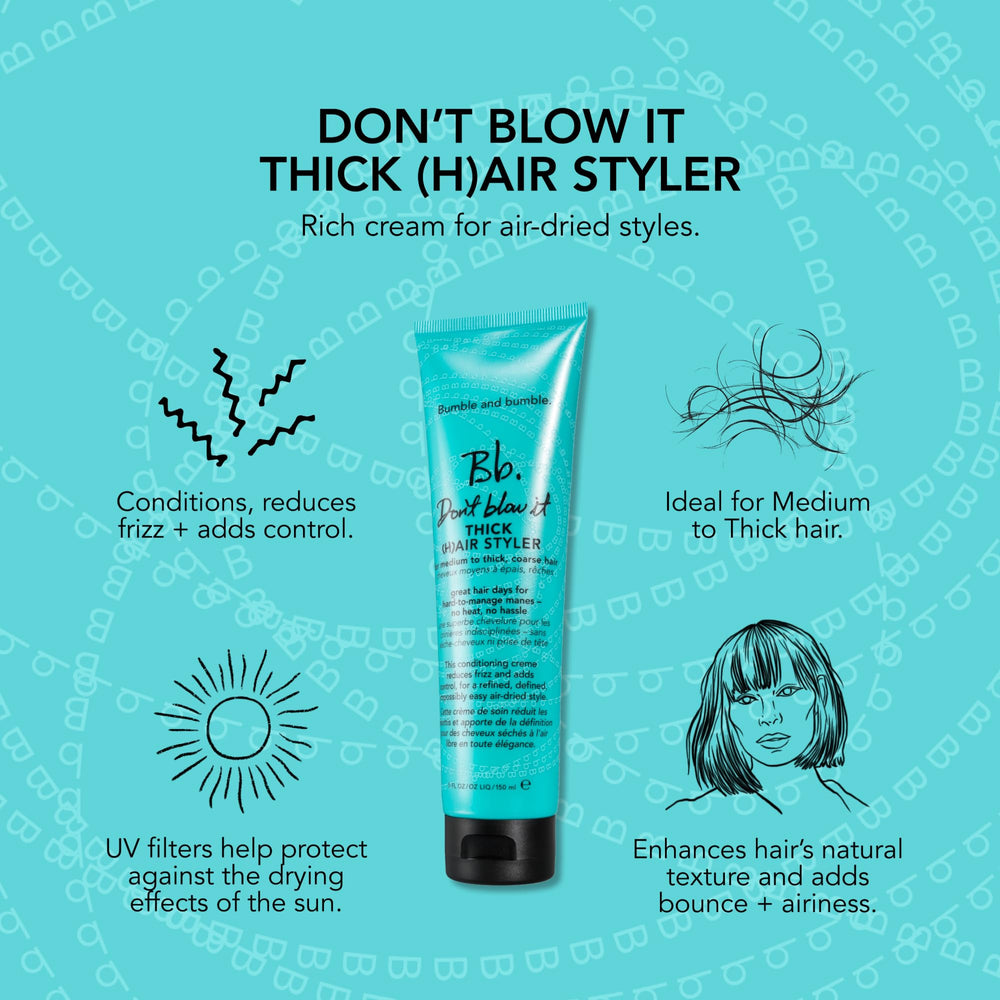 Bumble and bumble Don't Blow It Thick Air-Dry Cream close-up on hair texture.