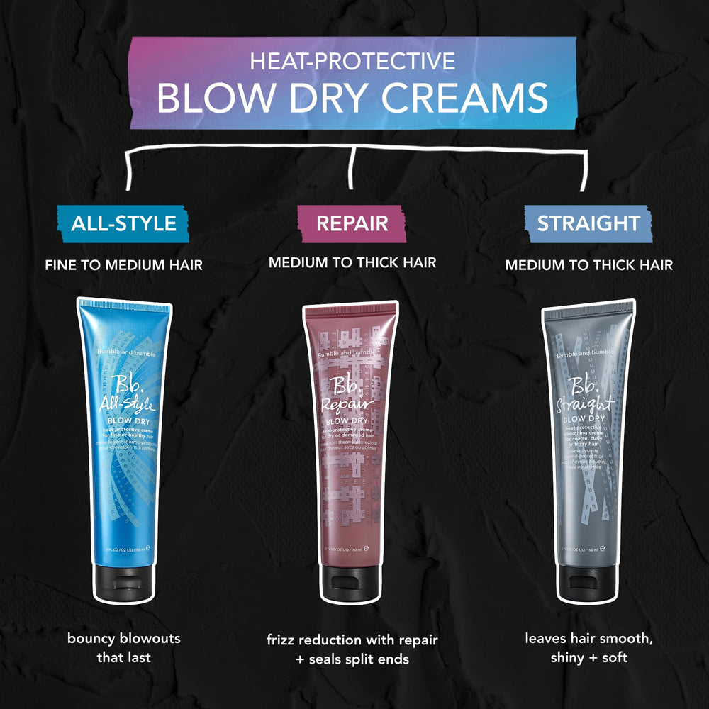 Bumble and bumble End sealing action shown during styling to reduce split ends