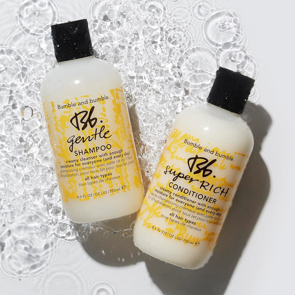 Model hair shows hydrated shine after using Bumble and bumble shampoo