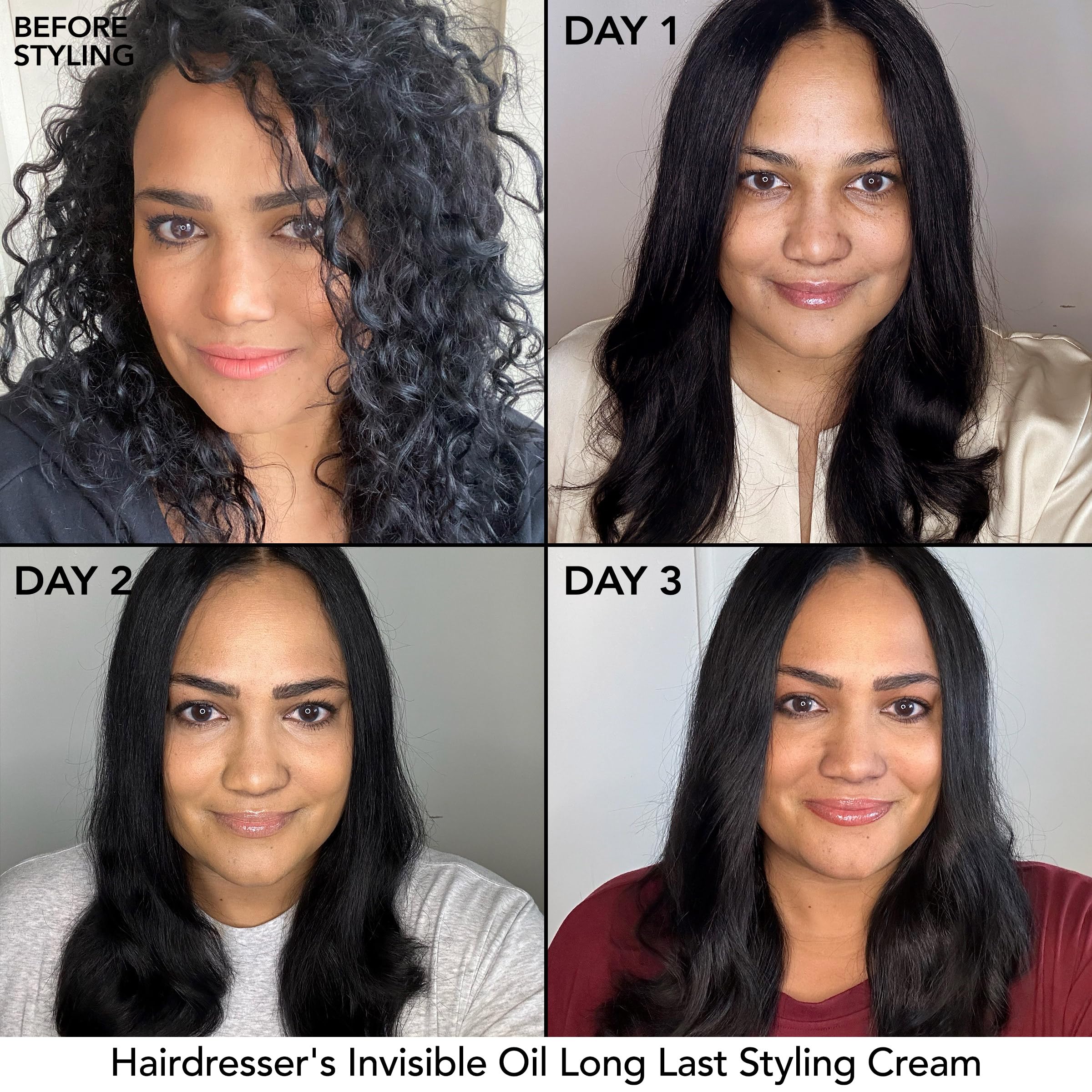 Hair with soft waves after using Bumble and bumble Long Last Styling Cream.