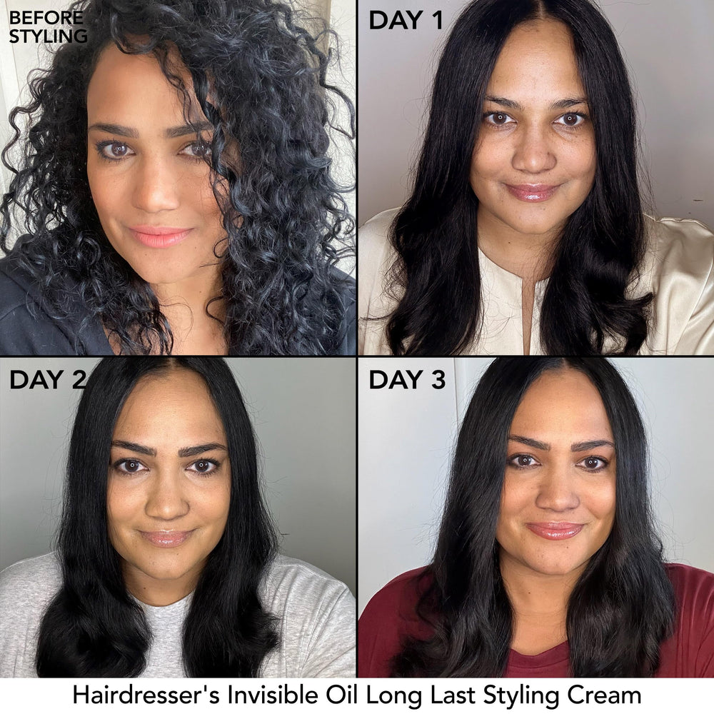 Hair with soft waves after using Bumble and bumble Long Last Styling Cream.