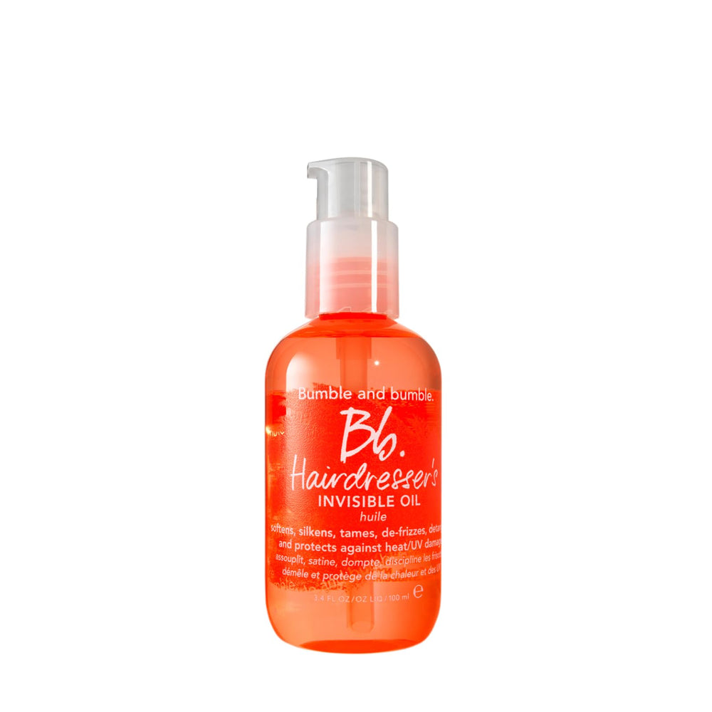 Bumble and bumble Invisible Oil bottle demonstrates frizz control and subtle shine