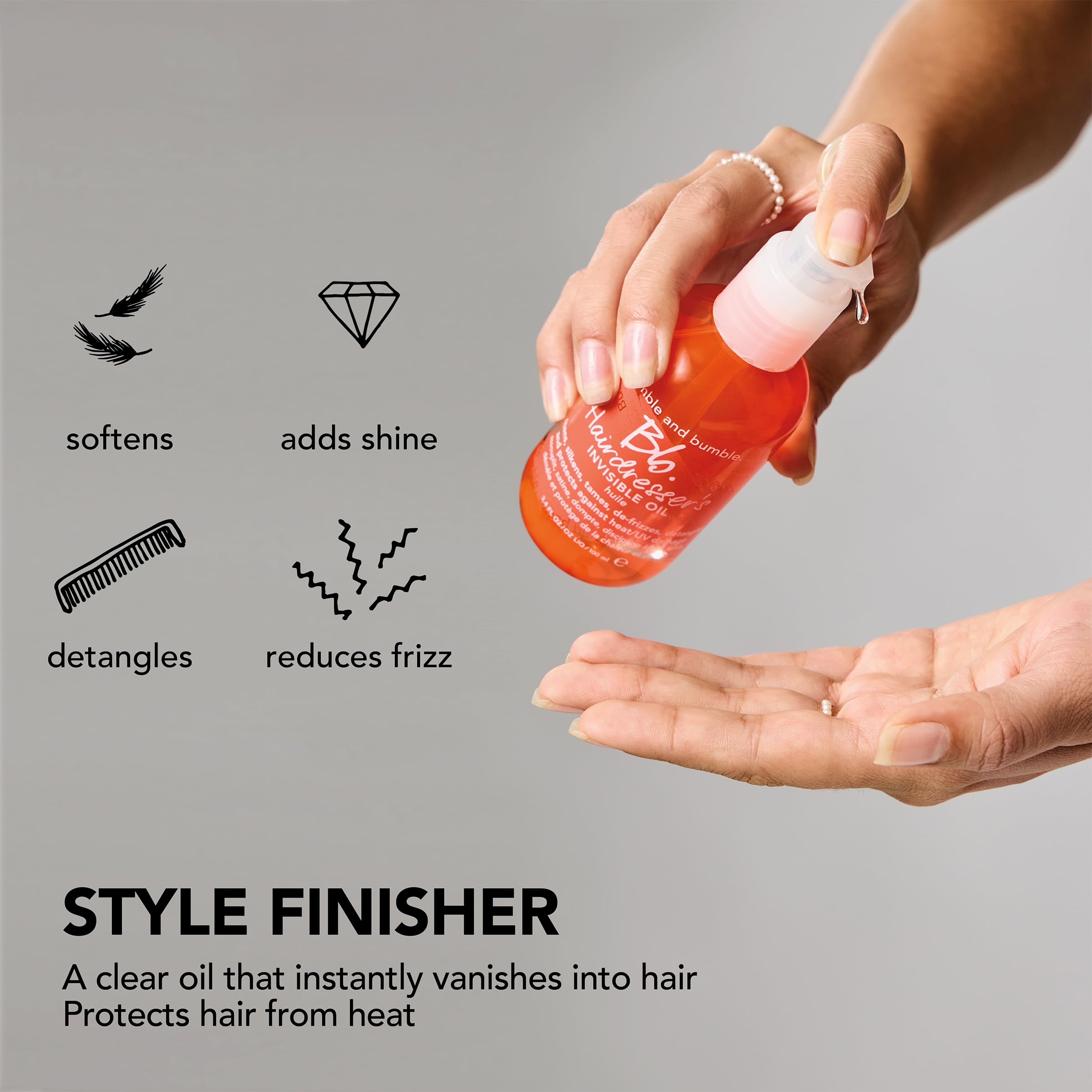 Bumble and bumble Invisible Oil applied to wet hair for smooth results