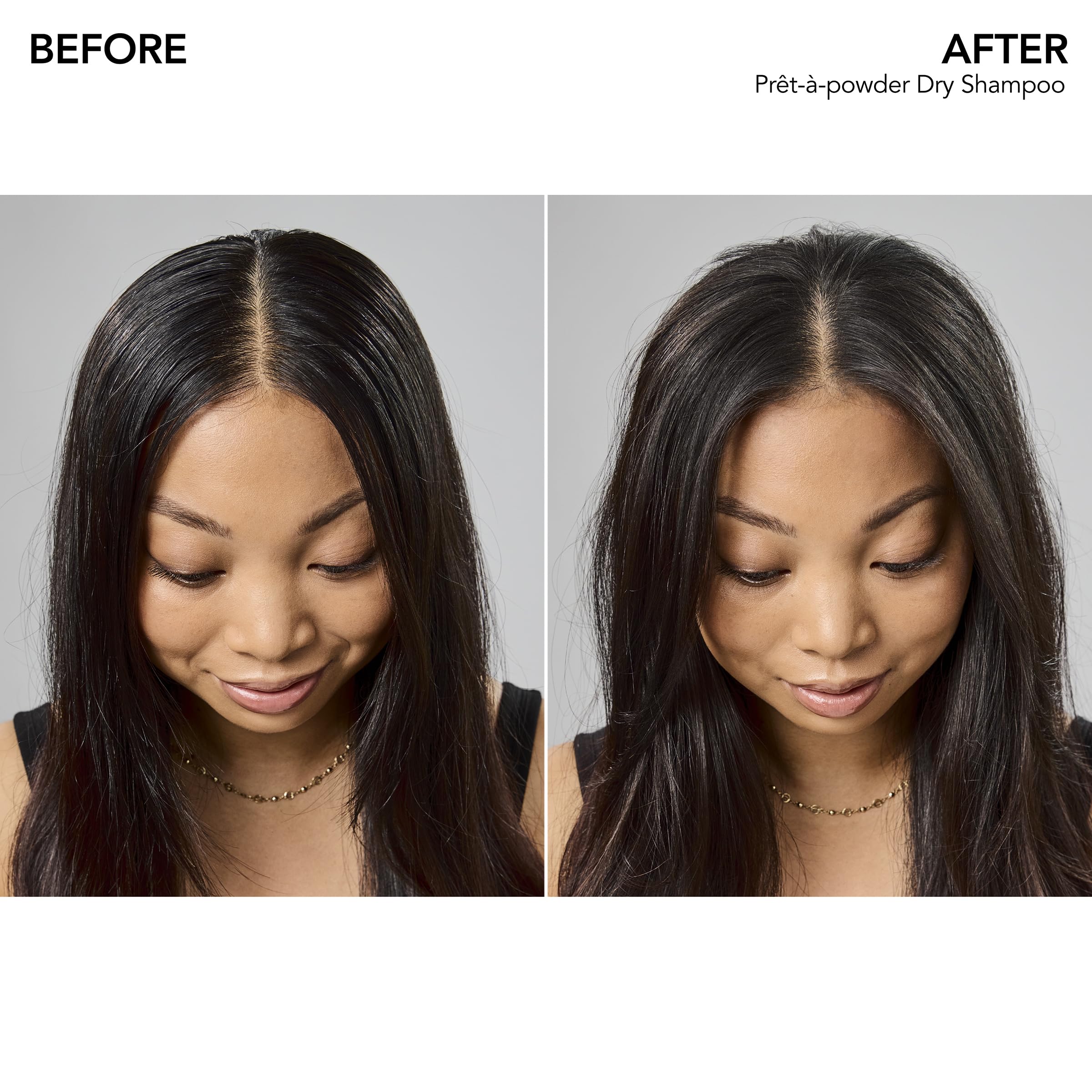Bumble and bumble Pret‑A‑Powder absorbe aceite en raíces para un aspecto limpio.