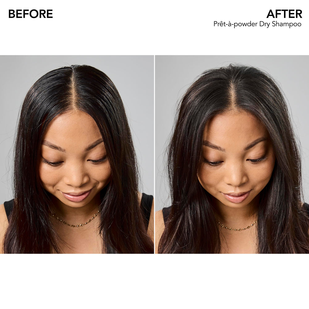 Bumble and bumble Pret‑A‑Powder absorbe aceite en raíces para un aspecto limpio.
