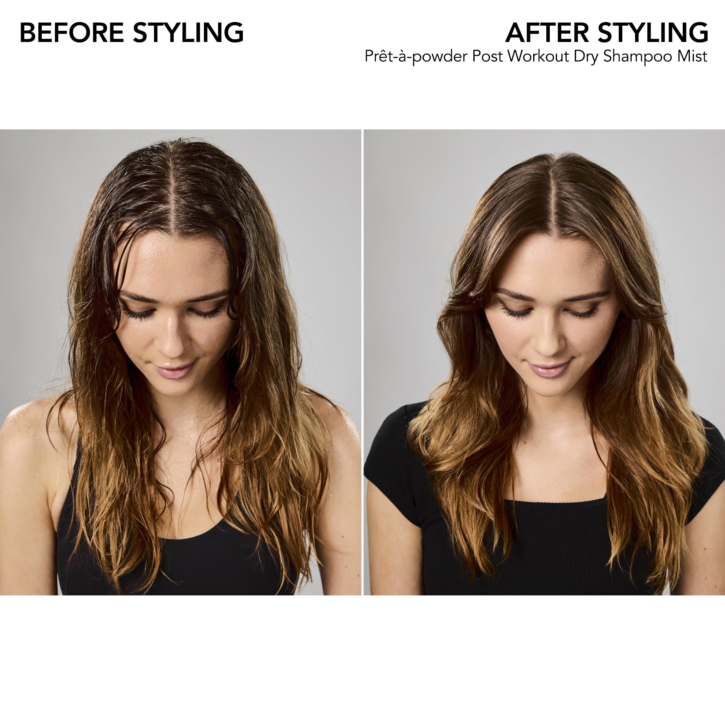 Aplicación de la niebla para cabello tras entrenamiento, absorbe grasa y refresca.