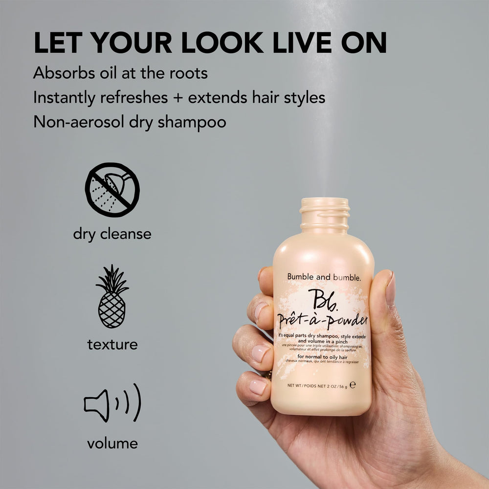 Bumble and bumble Pret‑A‑Powder aroma cítrico de mandarina y jacinto.