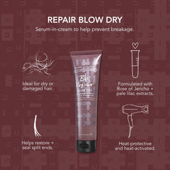 Bumble and bumble Repair Blow Dry Cream texture demonstrating smoothing action on hair