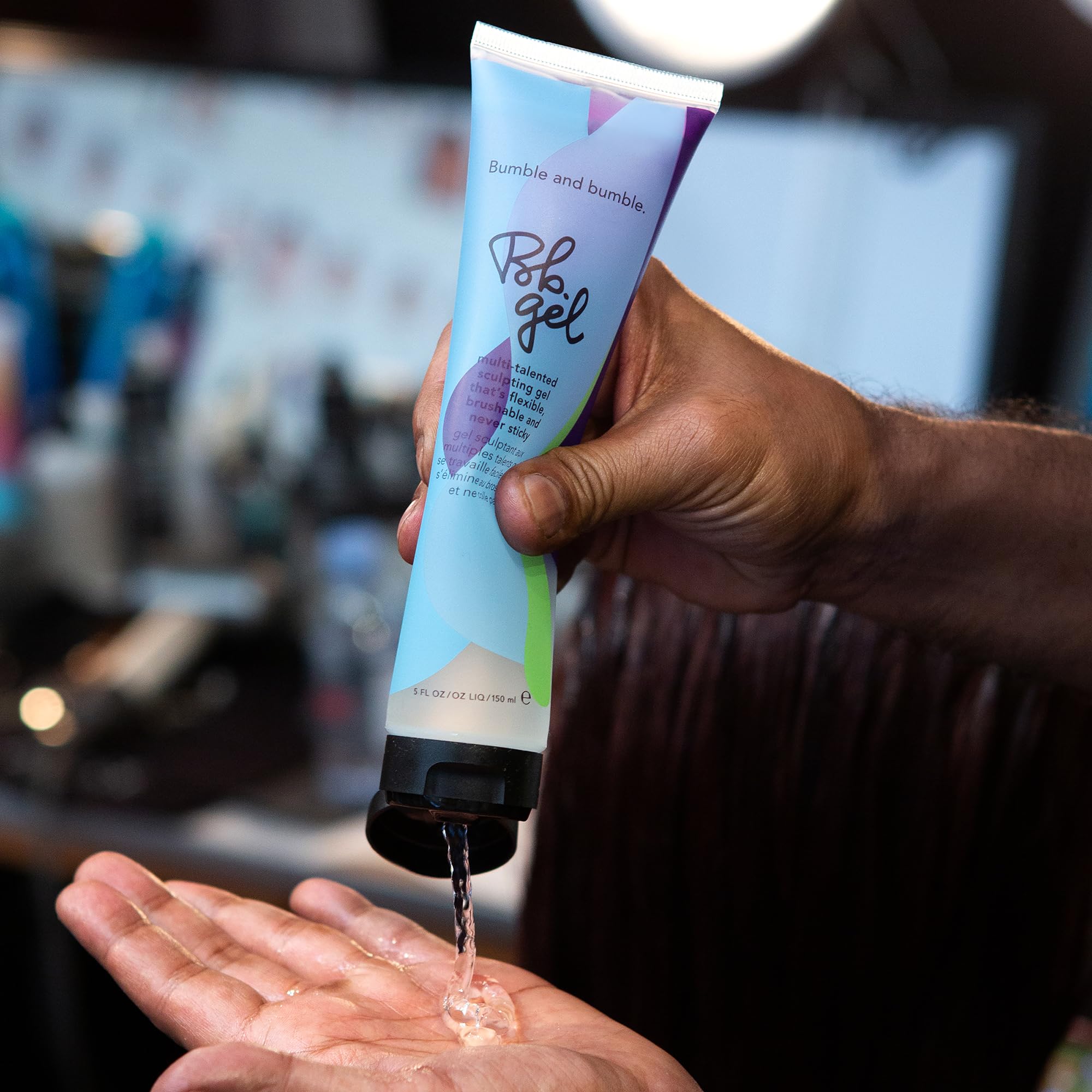 Bumble and bumble Sculpting Gel on a styling brush for brushable results