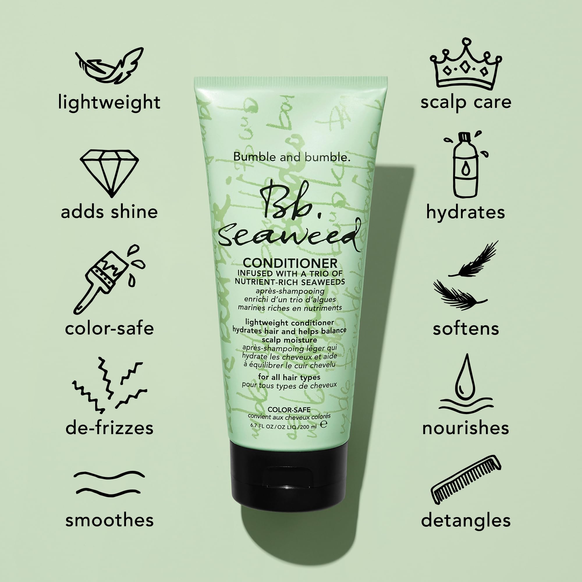 Hands glide through balanced scalp moisture after using Bumble and bumble conditioner.