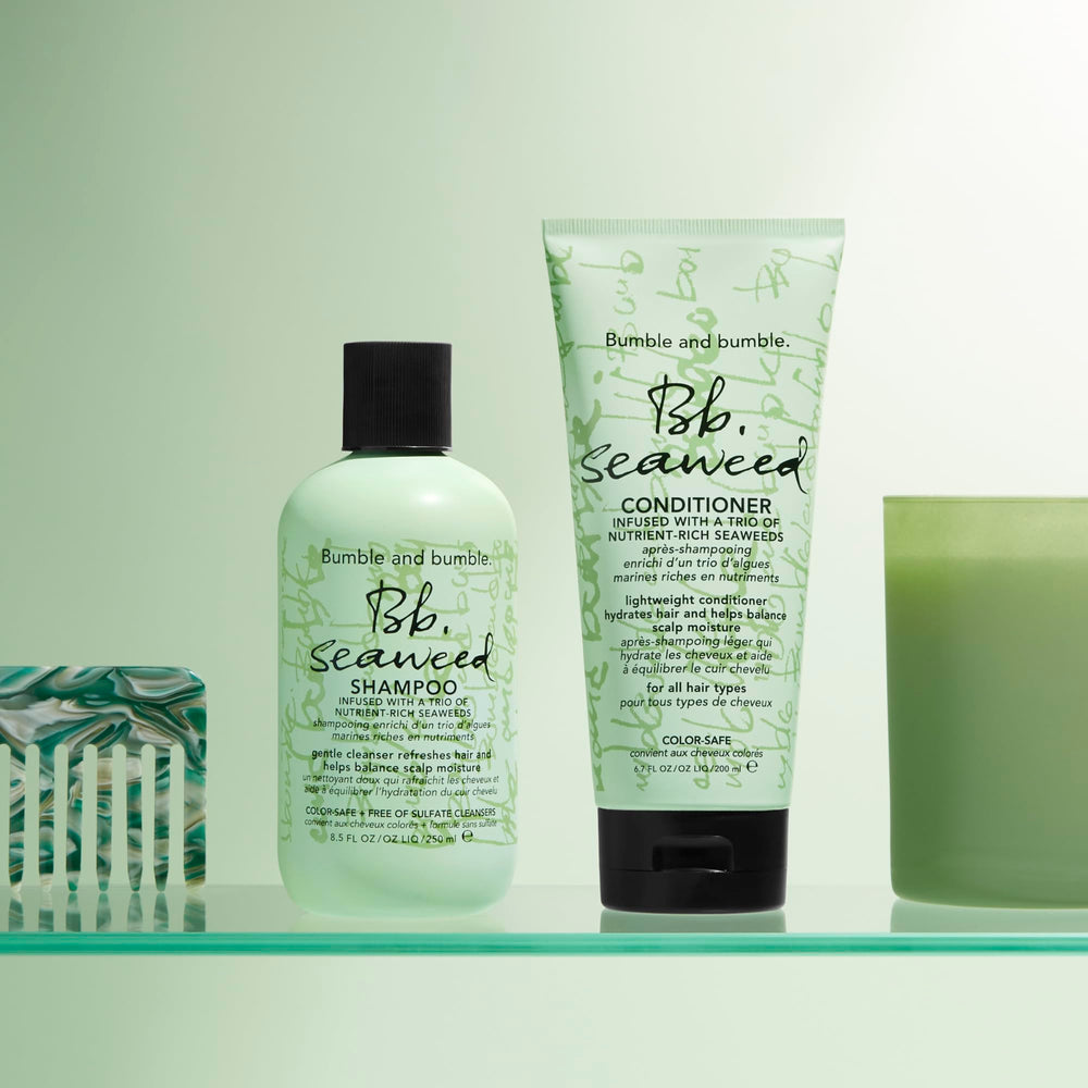 Ingredients collage features Royal Sugar Kelp and Green Microalgae in Seaweed Hydrating Conditioner.