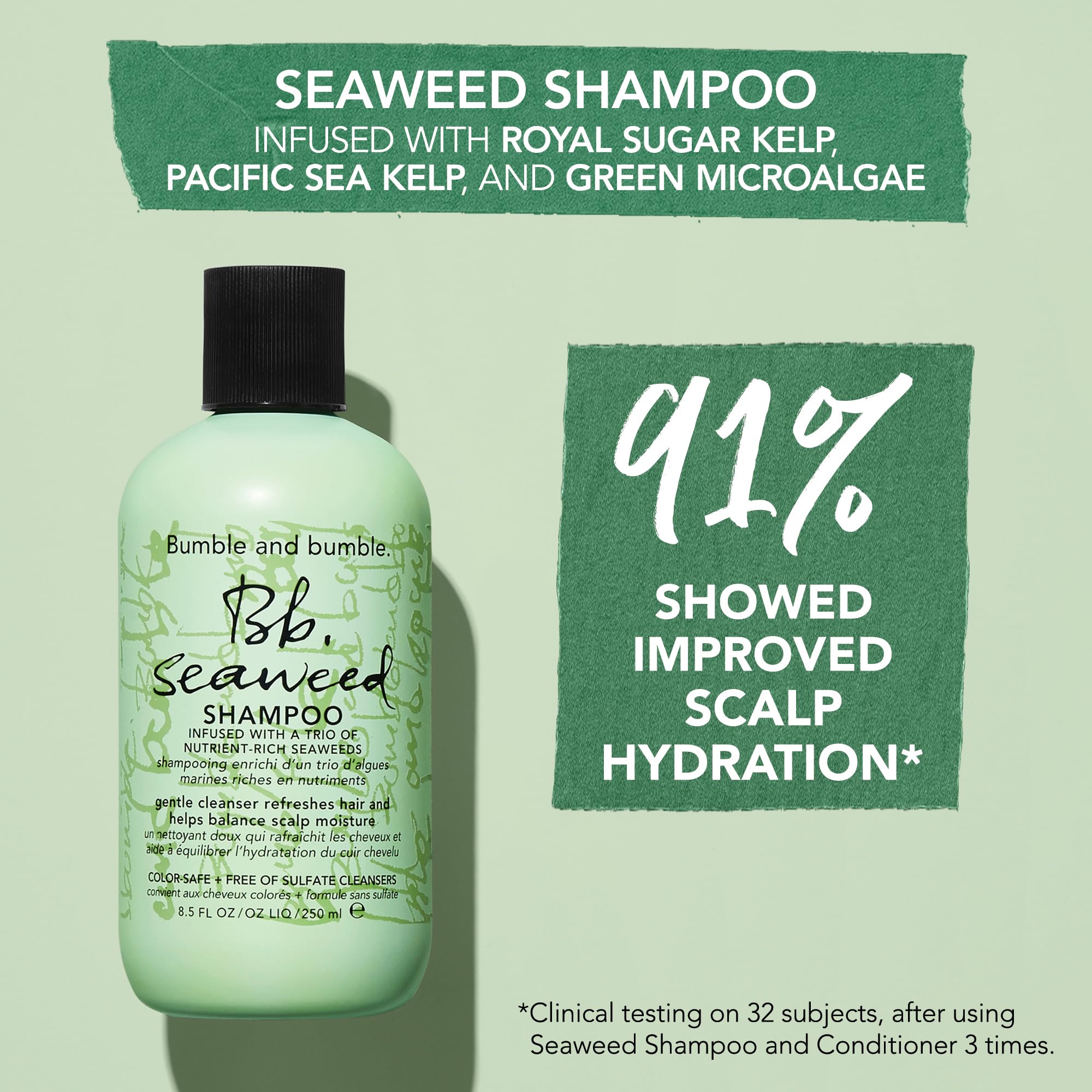 Bumble and bumble Seaweed Hydrating Shampoo pump dispenser for easy daily cleansing.
