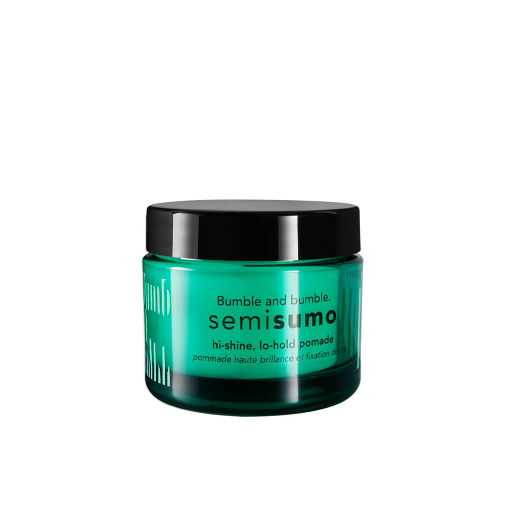 Bumble and bumble Semisumo Hi-Shine Pomade bottle close-up showing glossy finish and subtle hold.