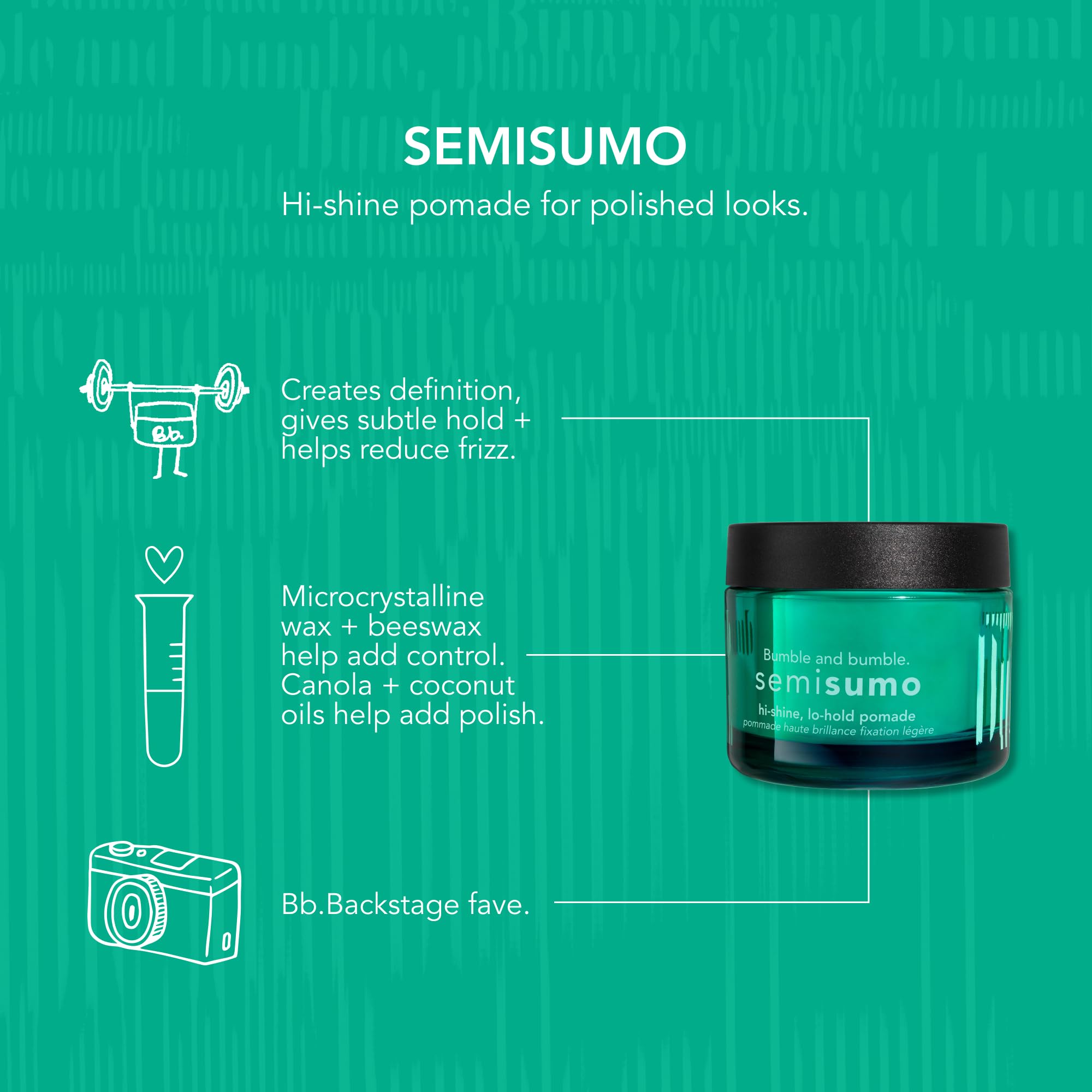 Waves defined with Semisumo Hi-Shine Pomade for controlled texture.