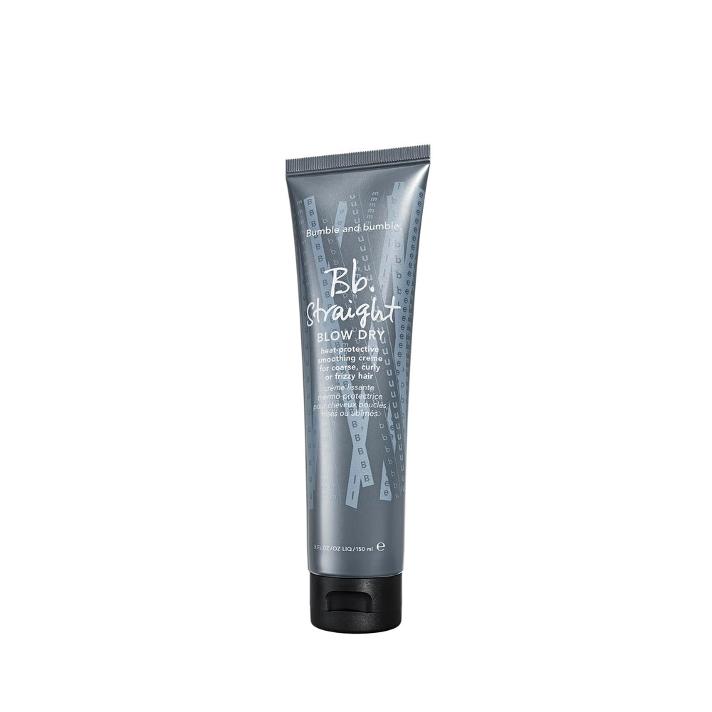 Bumble and bumble Straight Blow Dry Cream bottle showing heat protection for smooth, frizz-free styling.