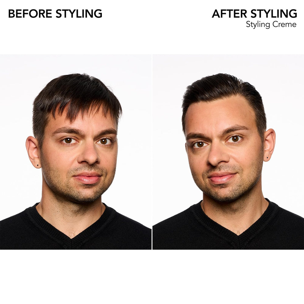Applying Bumble and bumble Styling Cream for lift and control on hair.