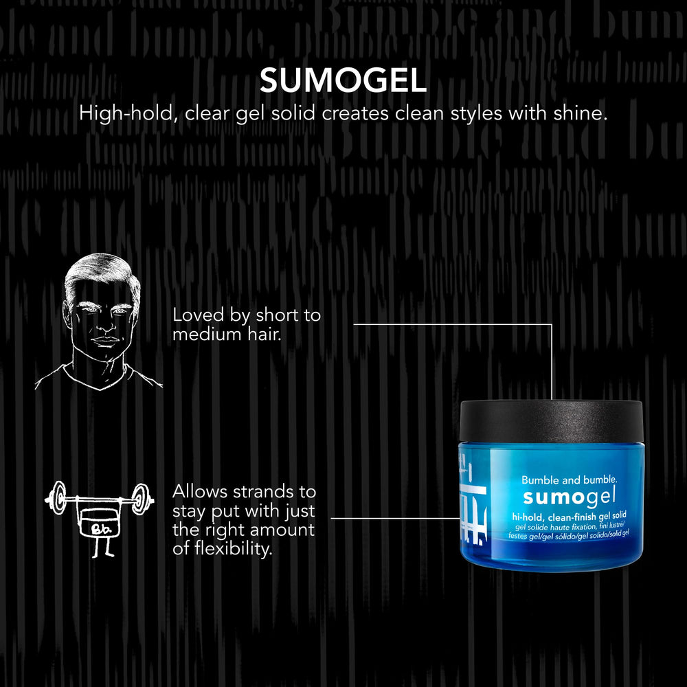 Ideal for sleek ponytails, defined strands, and polished updos with Sumogel Hi-Hold.