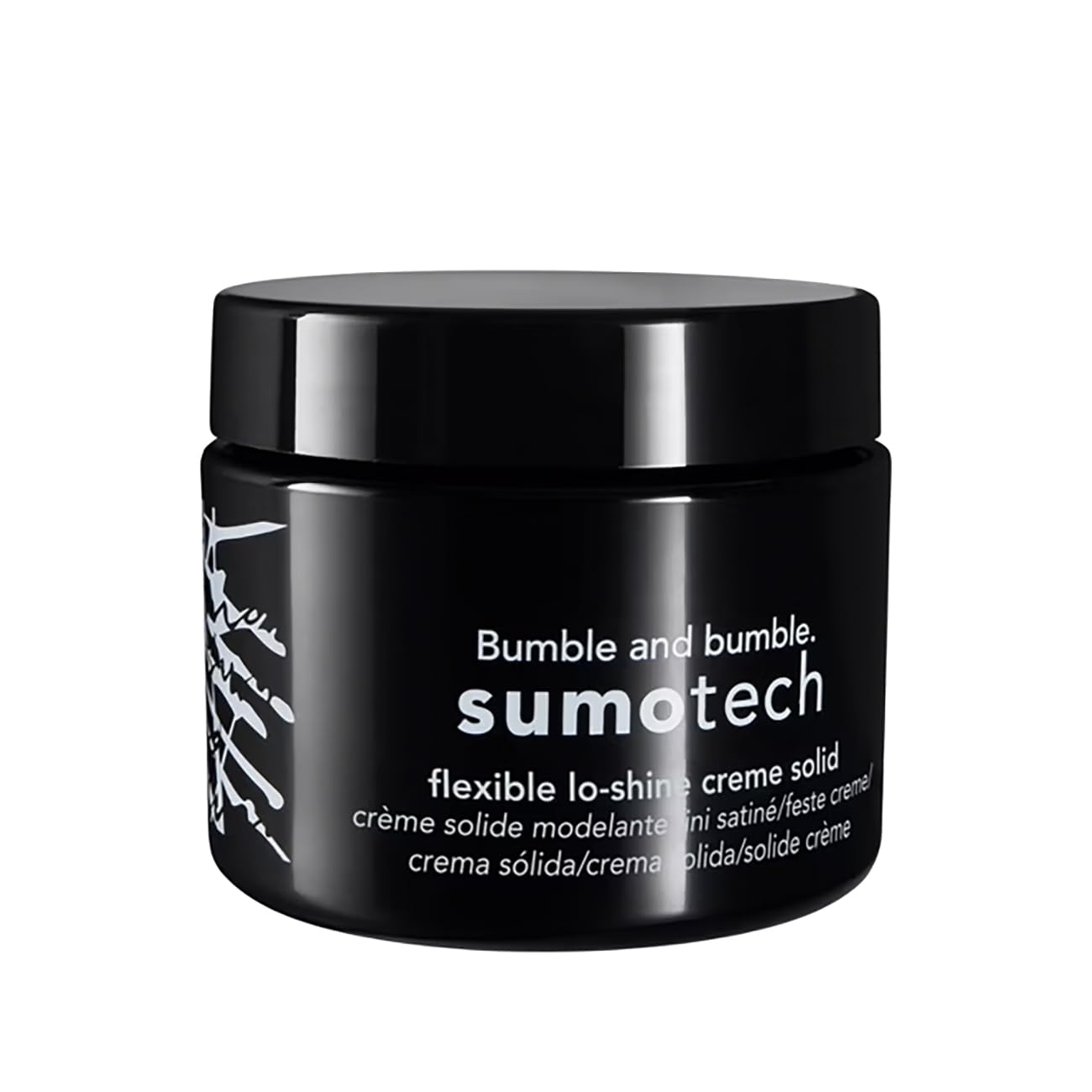 Bumble and bumble Sumotech cream-solid jar close-up showing versatile hold and pliable texture.