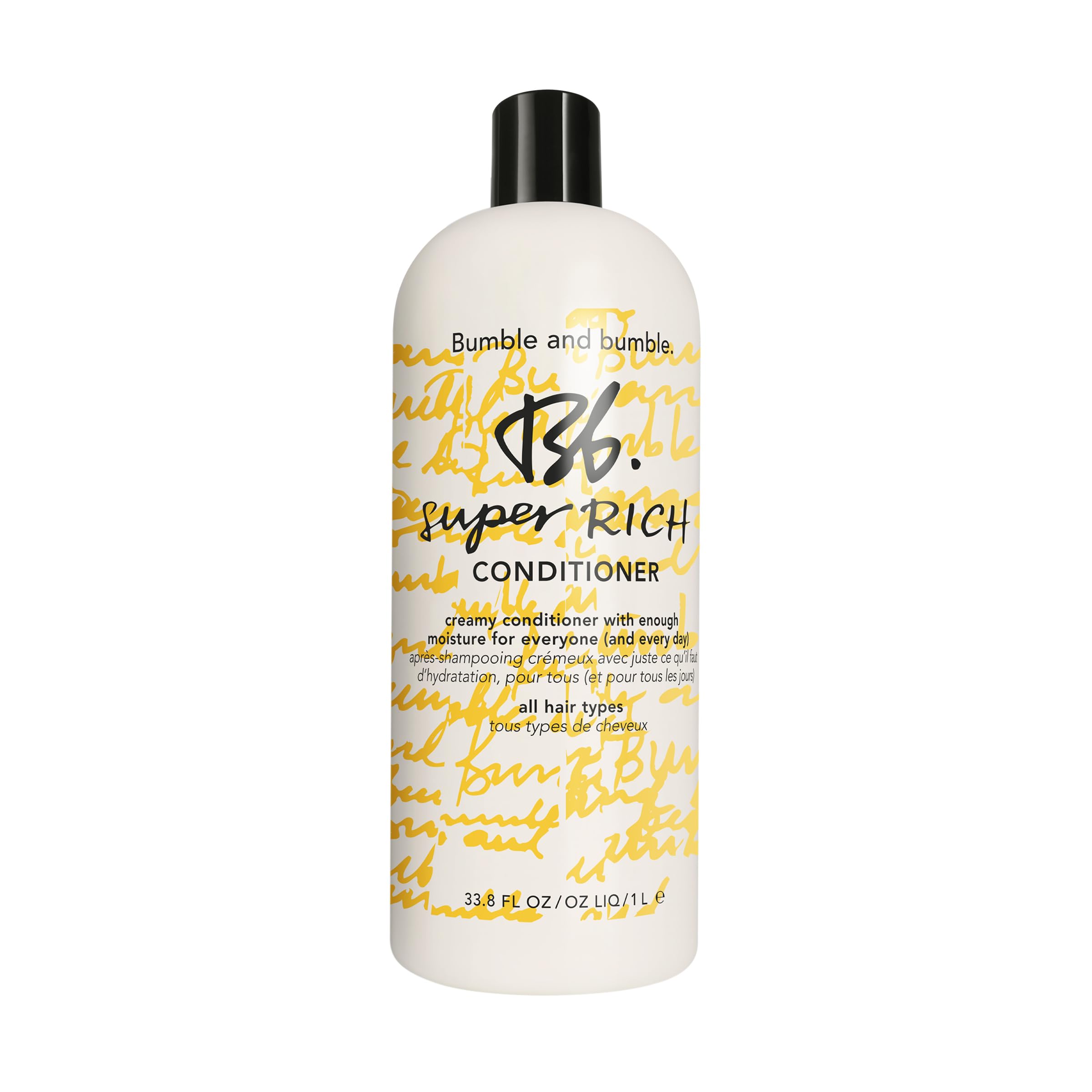 Bumble and bumble Super Rich conditioner bottle offers luxurious moisture for all hair types.