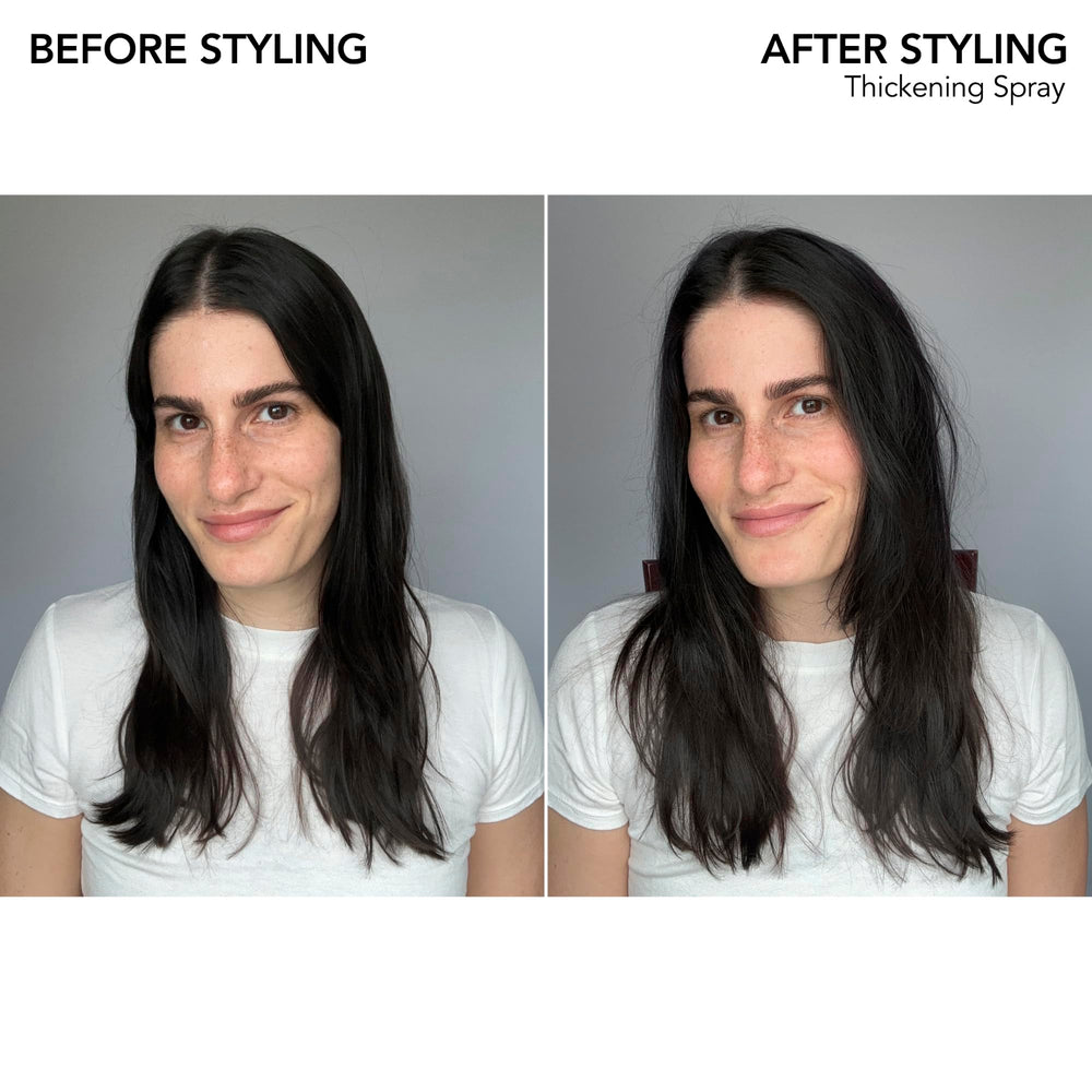 Bumble and bumble Thickening Blow-Dry Prep Spray pre-styling for fine to medium hair.