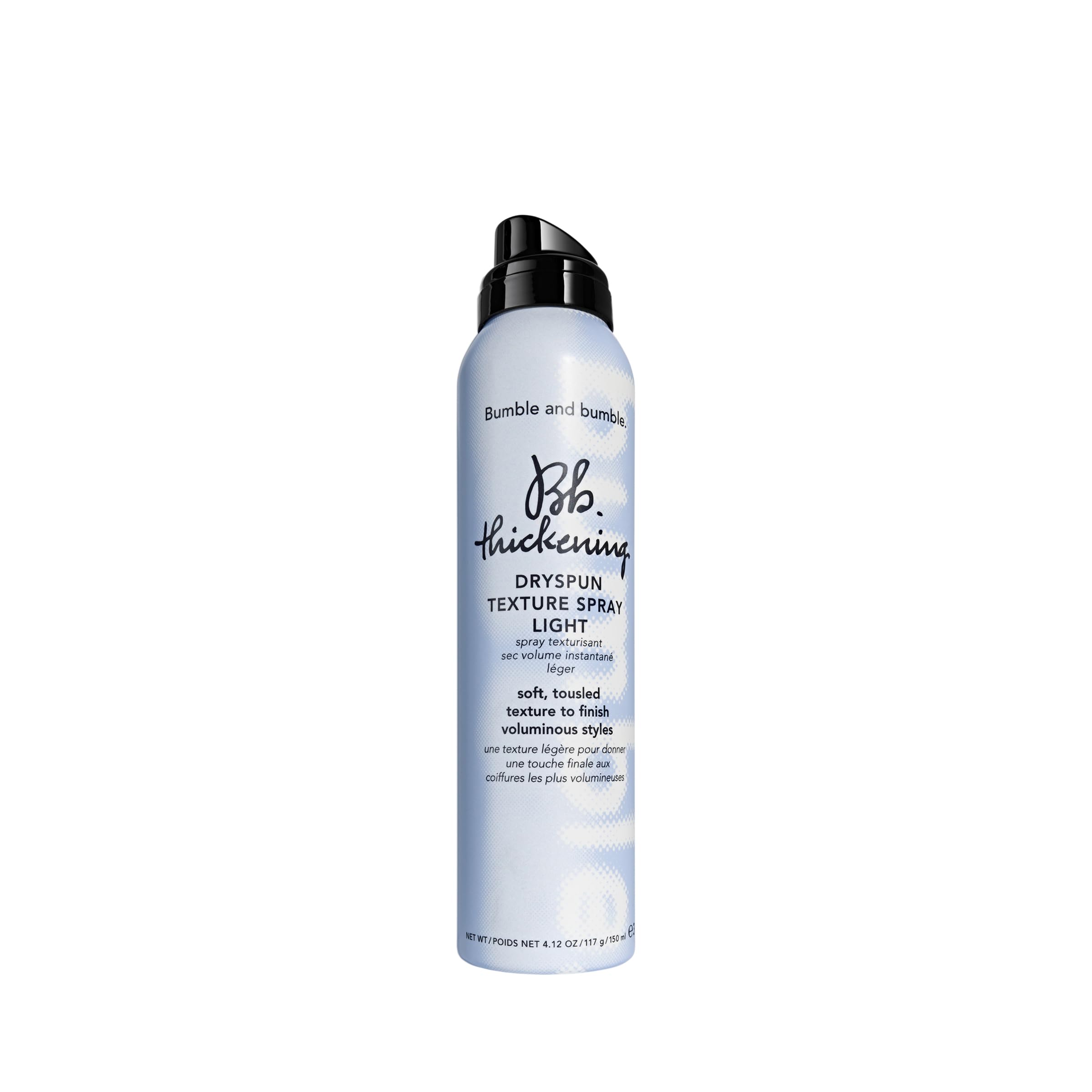 Bumble and bumble Thickening Dryspun Texture Spray Light bottle shows soft texture and light hold
