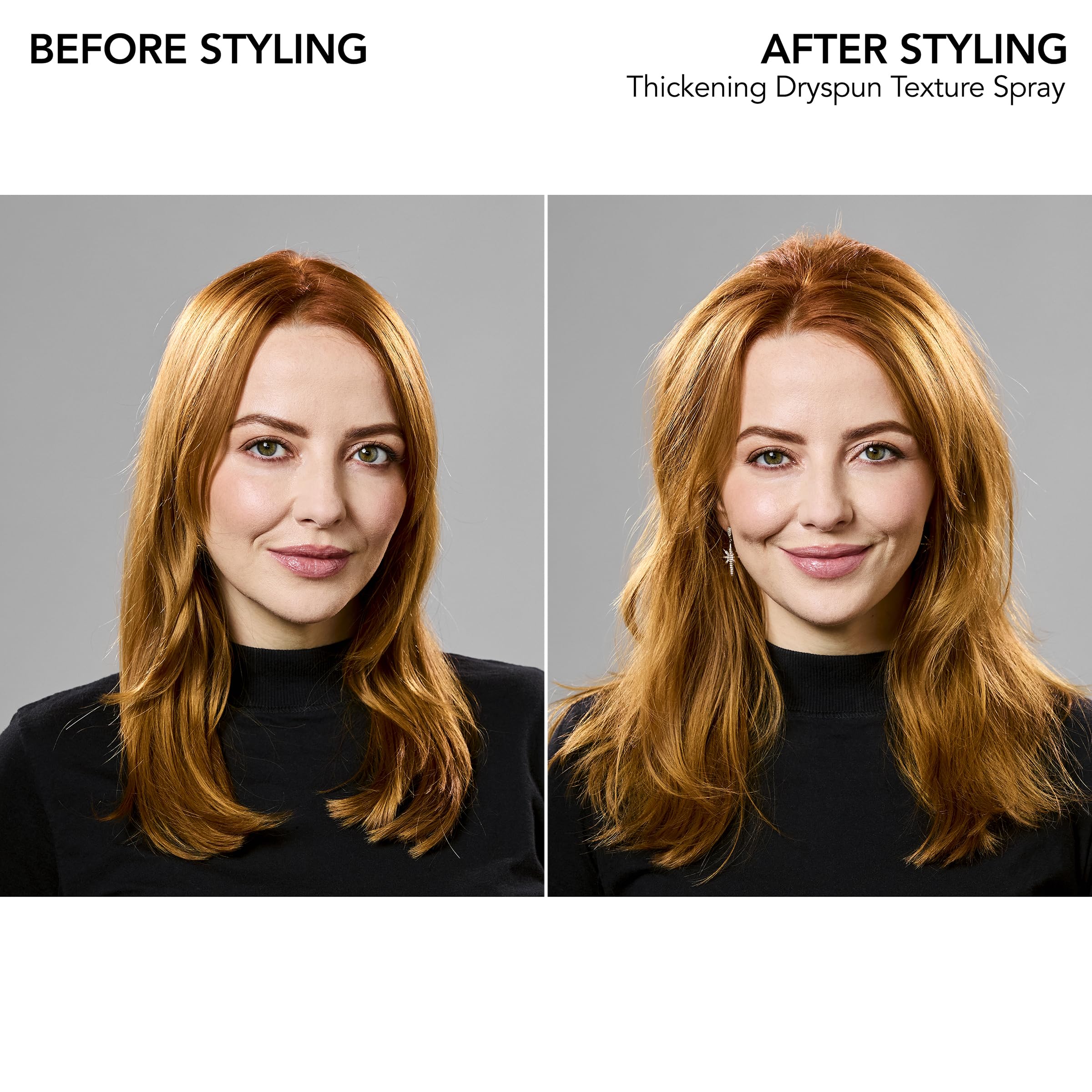 Applying Dryspun Texture Spray to straight to wavy hair