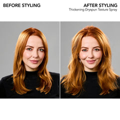 Applying Dryspun Texture Spray to straight to wavy hair