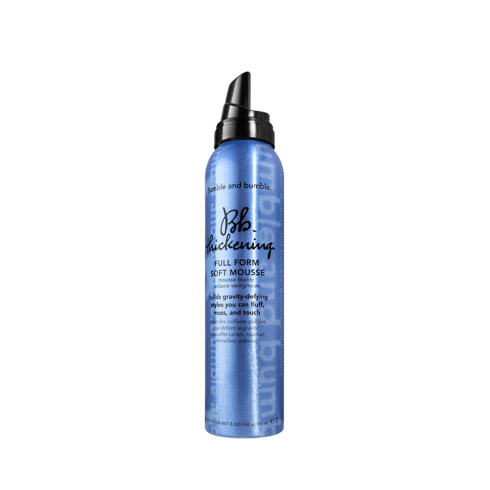 Bumble and bumble Thickening Full Form Soft Mousse bottle showcasing lightweight volume for fine hair