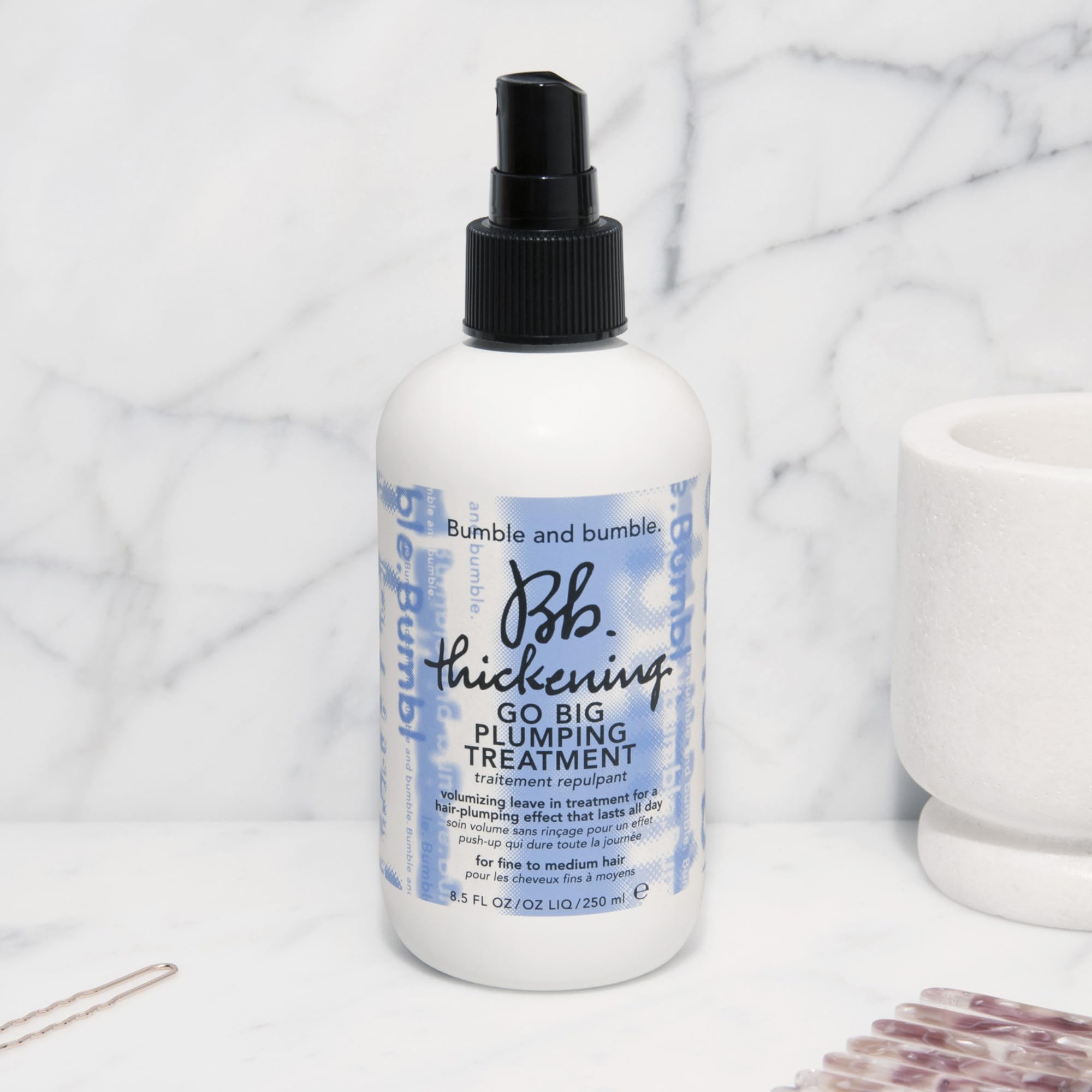 Bumble and bumble Thickening Go Big frizz control for daily styling.