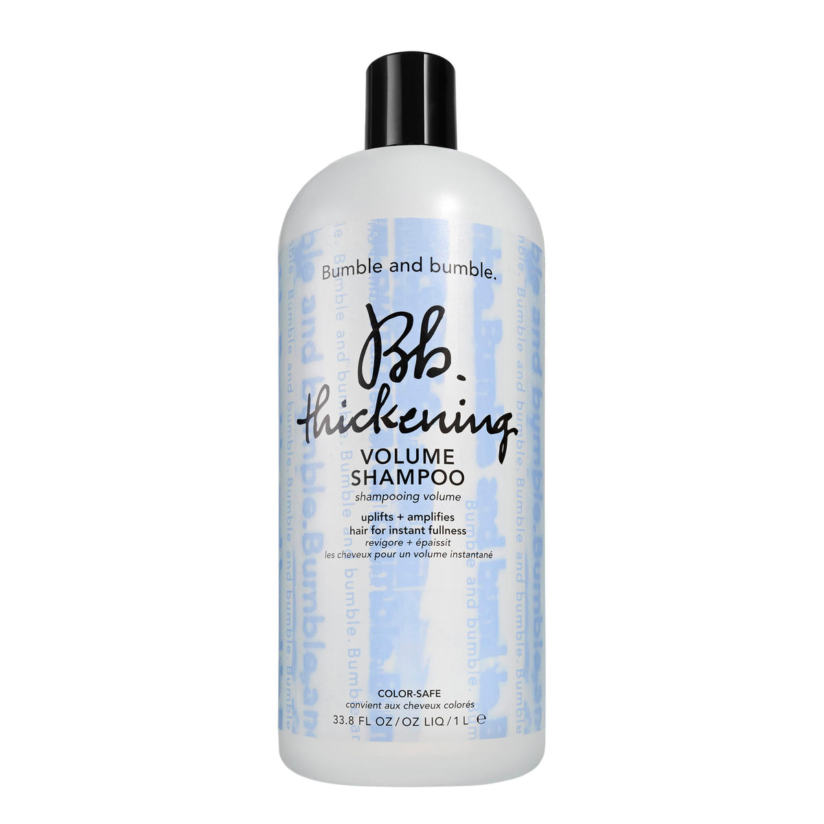 Bumble and bumble Thickening Volume Shampoo bottle front shows instant fullness potential.