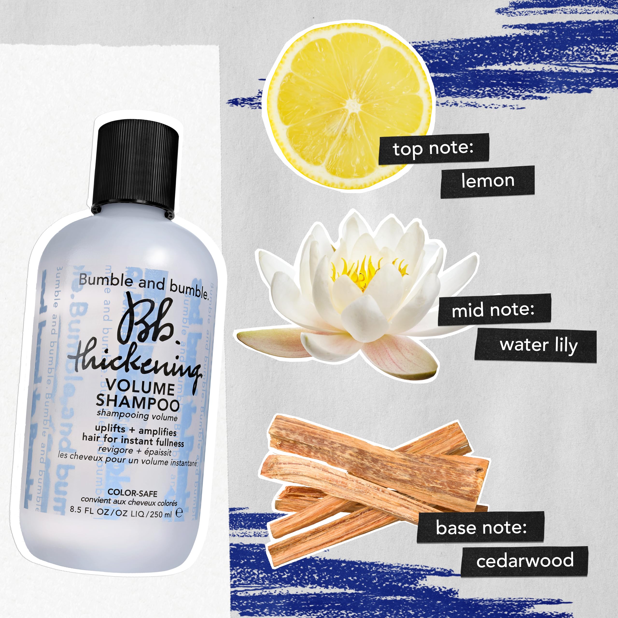 Bumble and bumble Thickening Volume Shampoo, packaging diseño elegante para cuidado diario.