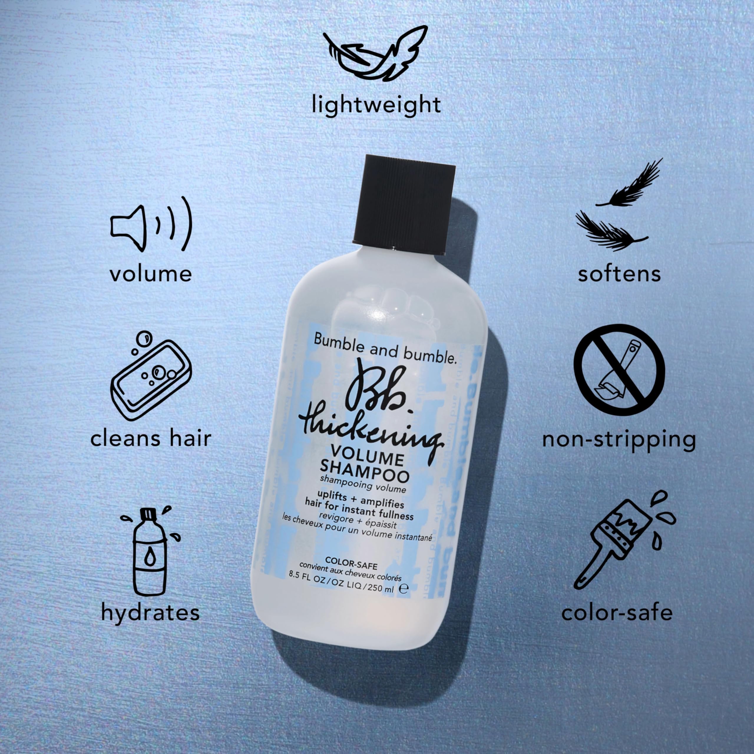 Bumble and bumble Thickening Volume Shampoo, uso con acondicionador, potencia volumen y cuerpo.