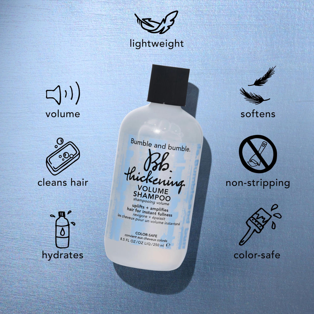 Bumble and bumble Thickening Volume Shampoo, uso con acondicionador, potencia volumen y cuerpo.