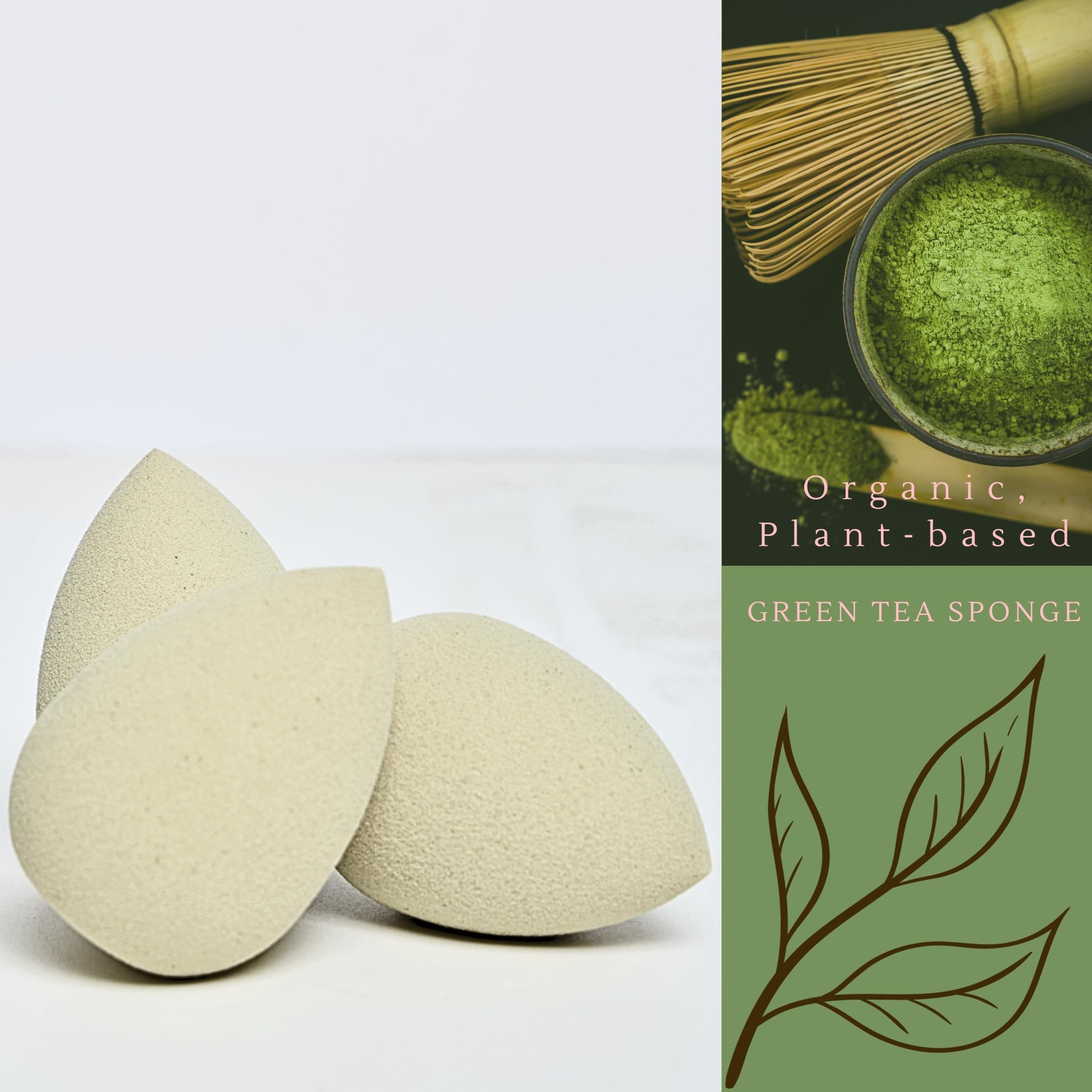 Bumfuzz Green Tea Beauty Sponge applying liquid foundation for flawless blending.