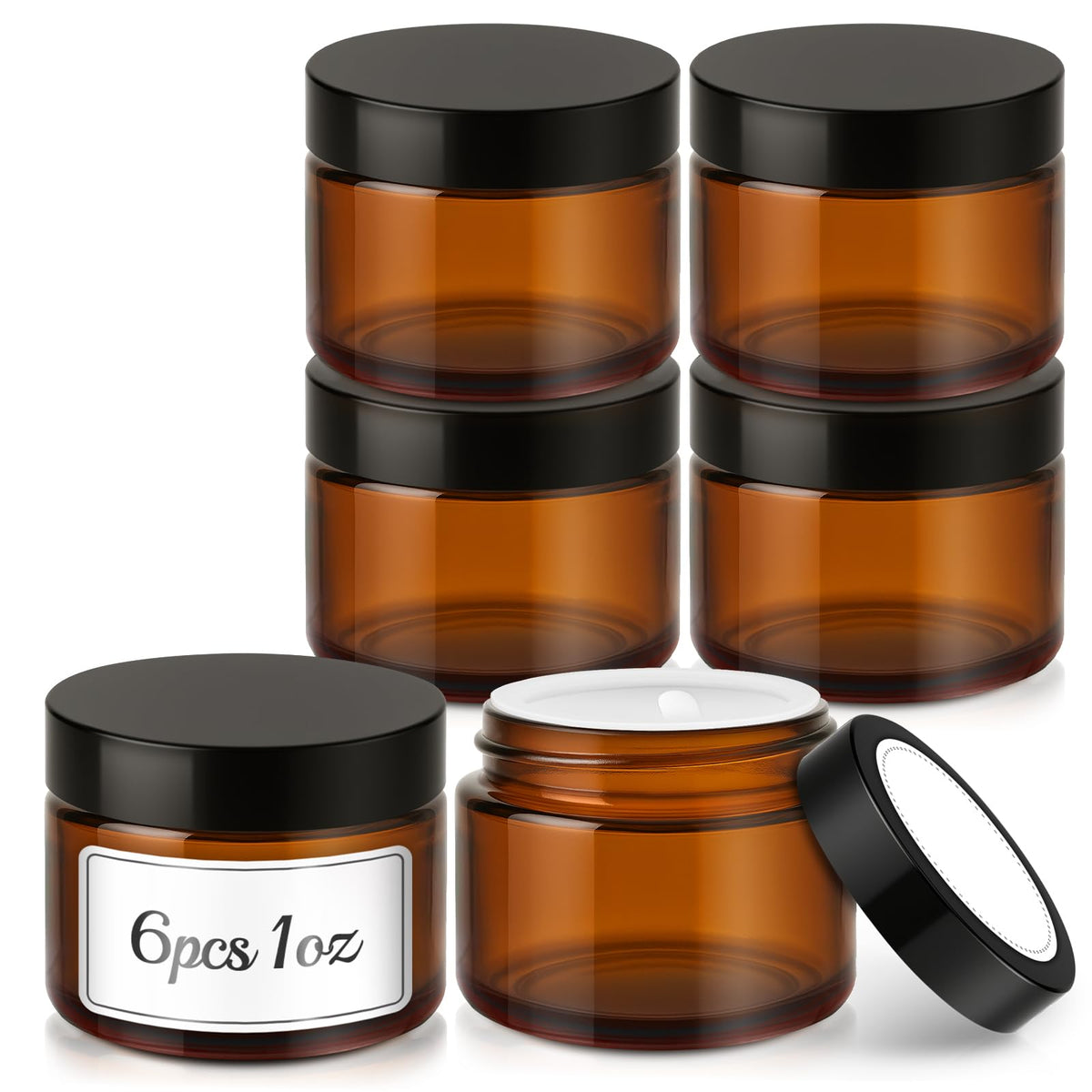 Bumobum 1oz glass jar with amber lid ideal for lip balms and scrubs
