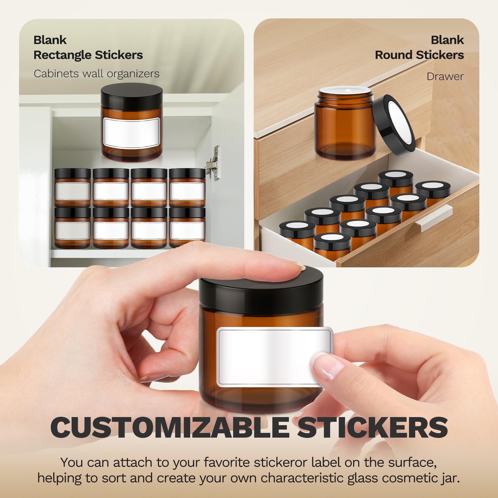 Bumobum 36-pack of amber jars for DIY projects and kits.