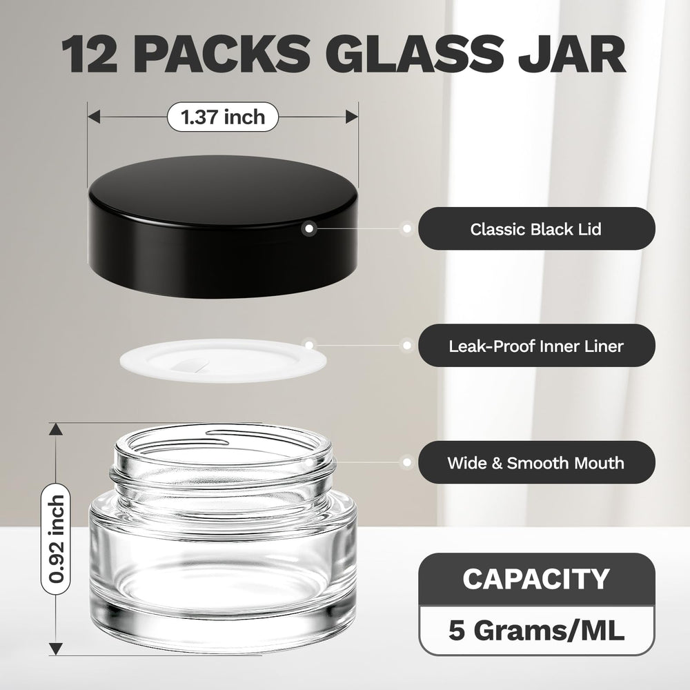 Bumobum travel-friendly 5g glass jars emphasizing durability for on-the-go use.